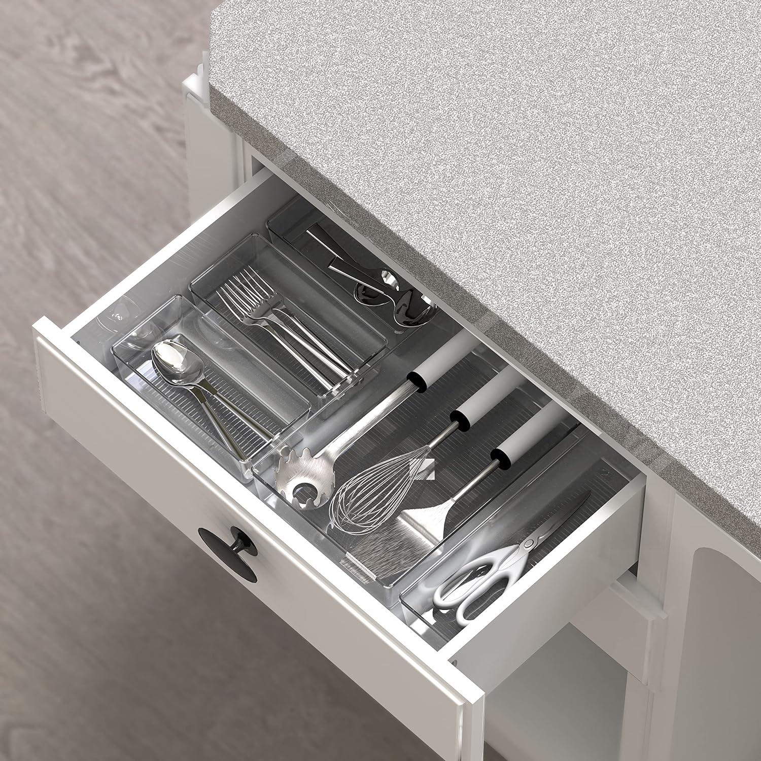 Simple Houseware 20 PCS Clear Plastic Drawer Organizers Set, 5-Size for Makeup, Bathroom, Bedroom and Office