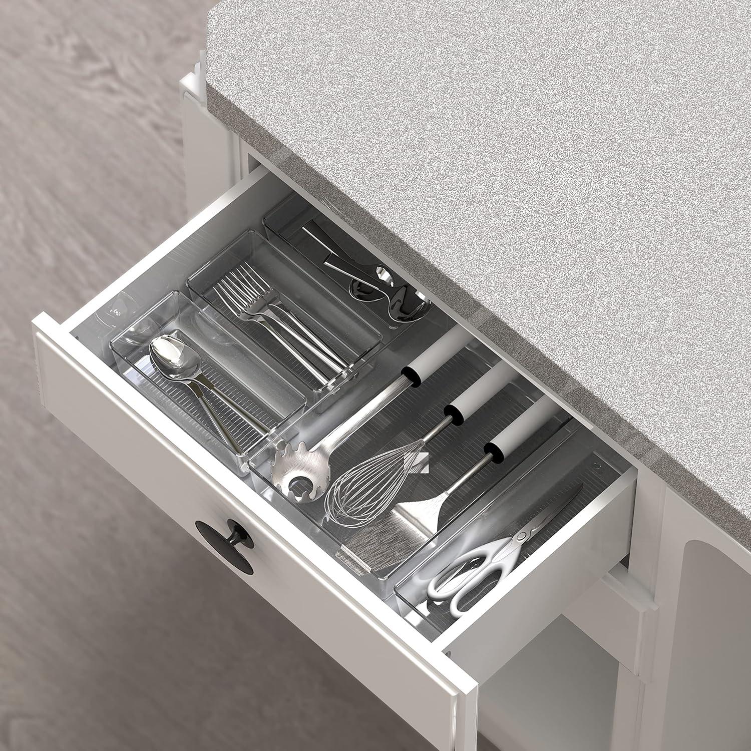 Simple Houseware 20 PCS Clear Plastic Drawer Organizers Set, 5-Size for Makeup, Bathroom, Bedroom and Office