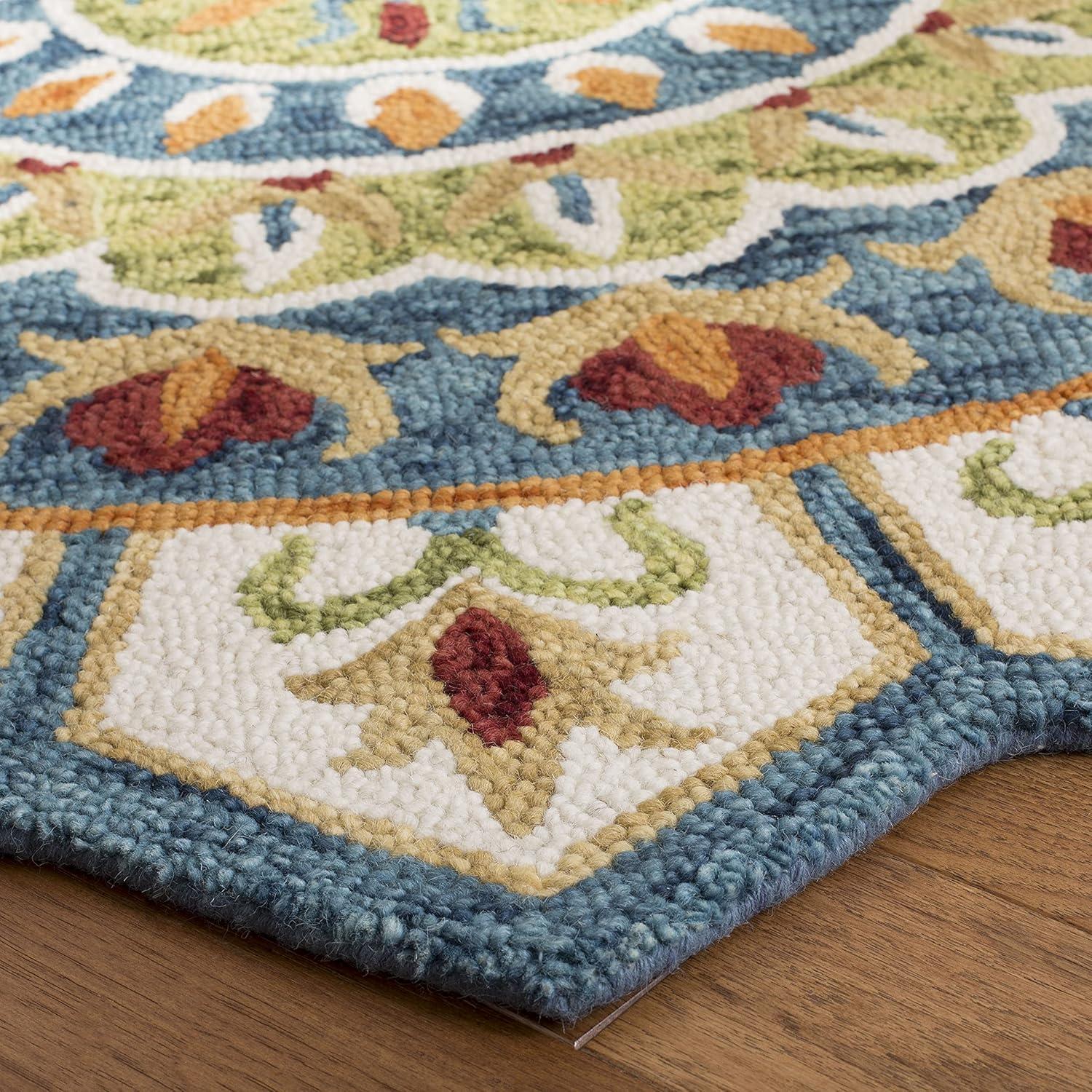 Novelty NOV605 Hand Tufted Area Rug - Ivory/Blue - 4' round - Safavieh.