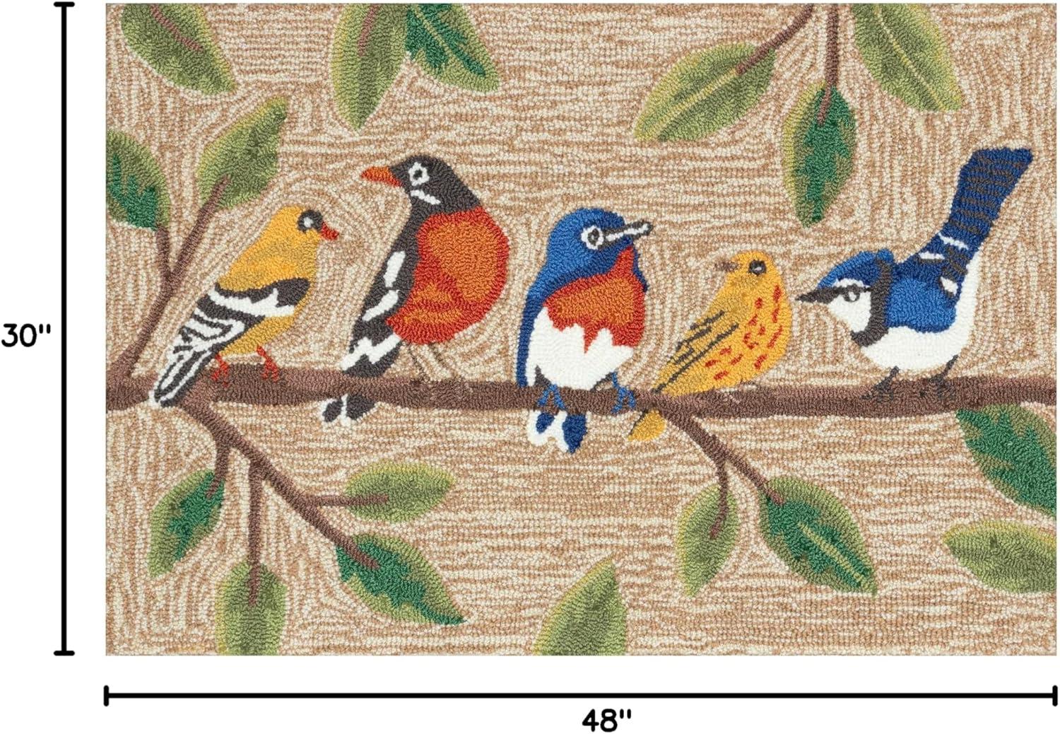 Liora Manne Frontporch Birds Indoor/Outdoor Rug Neutral 2'6" x 4'