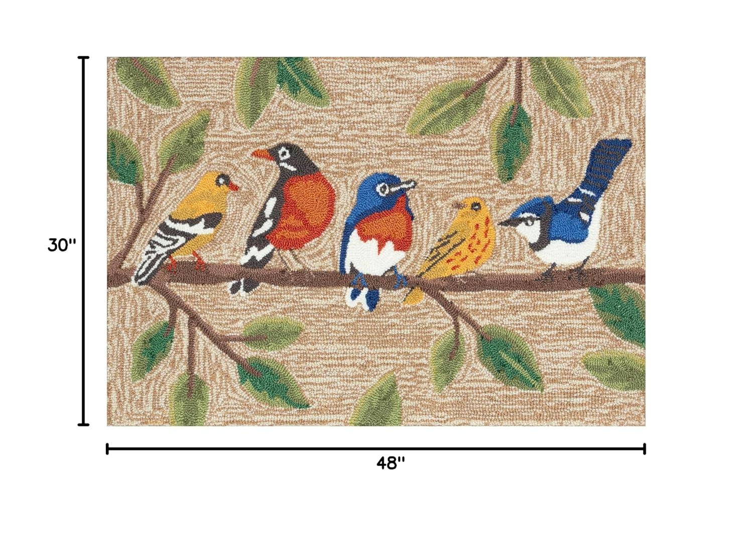 Liora Manne Frontporch Birds Indoor/Outdoor Rug Neutral 2'6" x 4'