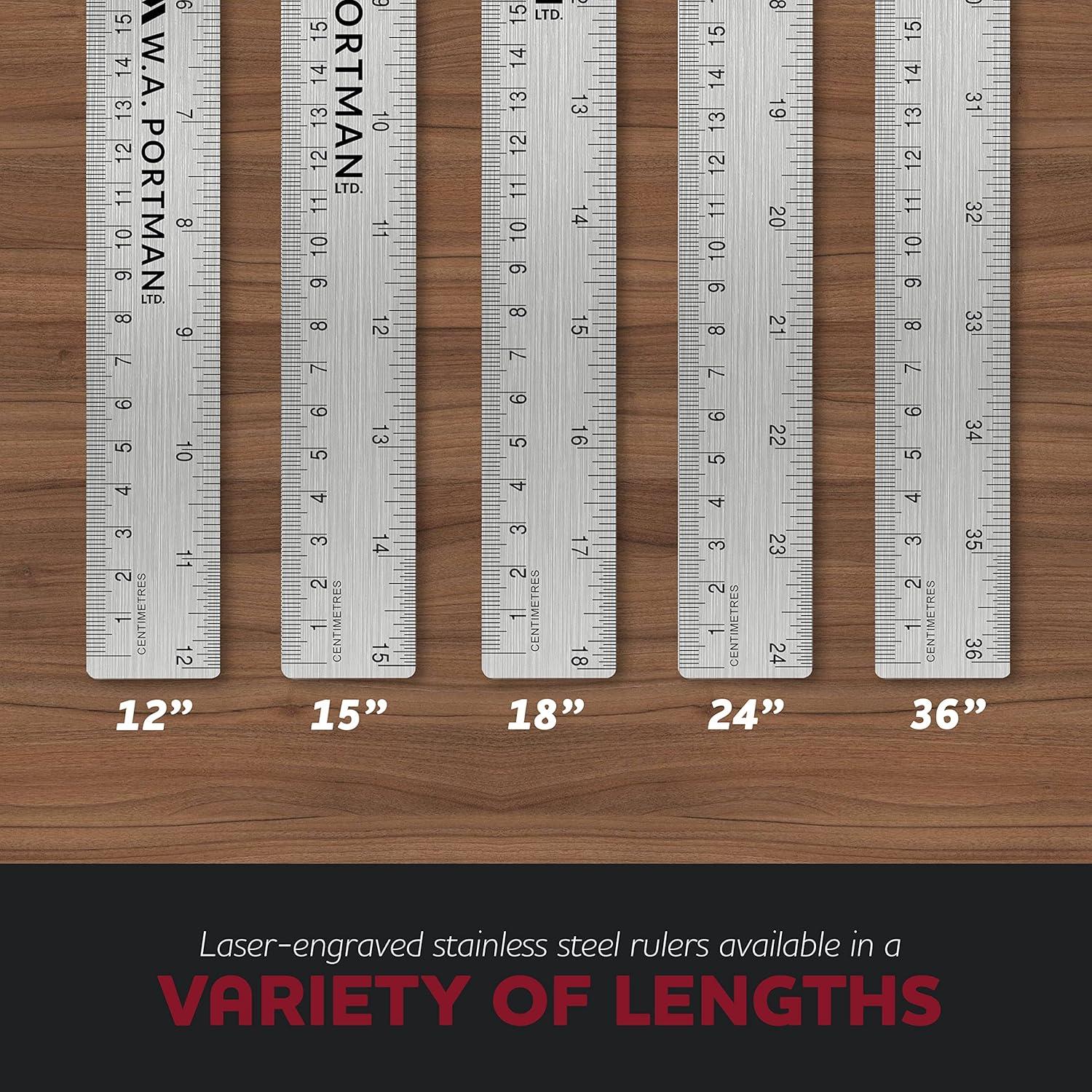 Breman Precision Metal Ruler 36 Inch - Stainless Steel Cork Back Metal Ruler - Premium Steel Straight Edge 36 inch Metal Ruler - Flexible Stainless Steel Ruler - Imperial and Metric Ruler