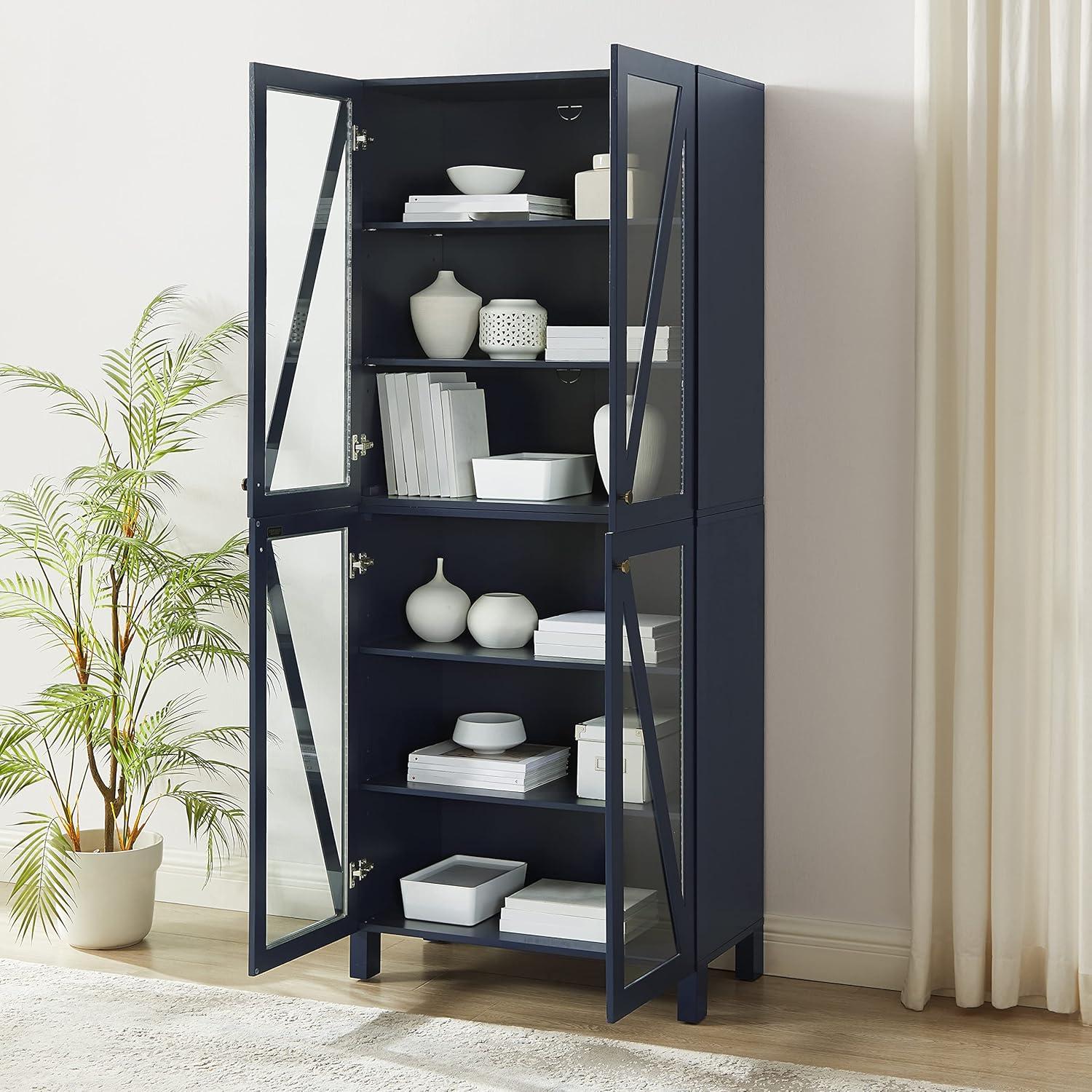 Navy Tall Freestanding Storage Pantry with Adjustable Shelving