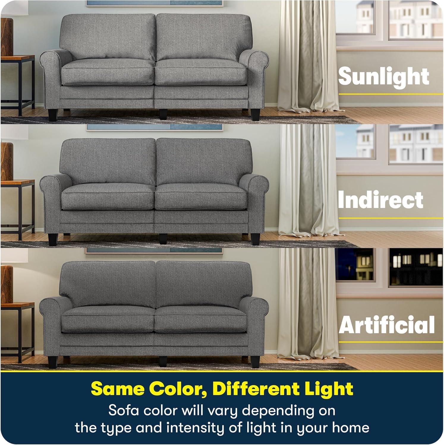 Serta Copenhagen 78" Rolled Arm Sofa, Easy Care Fabric, Soft Pillow Back, Pocket Coil Seat Cushions