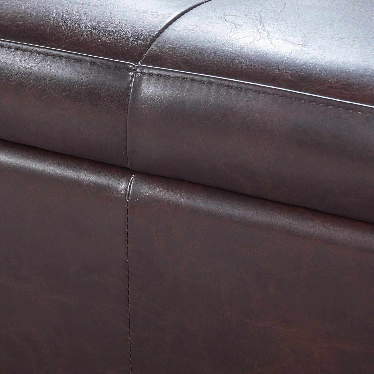 Christopher Knight Home Guernsey Bonded Leather Storage Ottoman Bench, Chocolate Brown 51 by 20 by 17