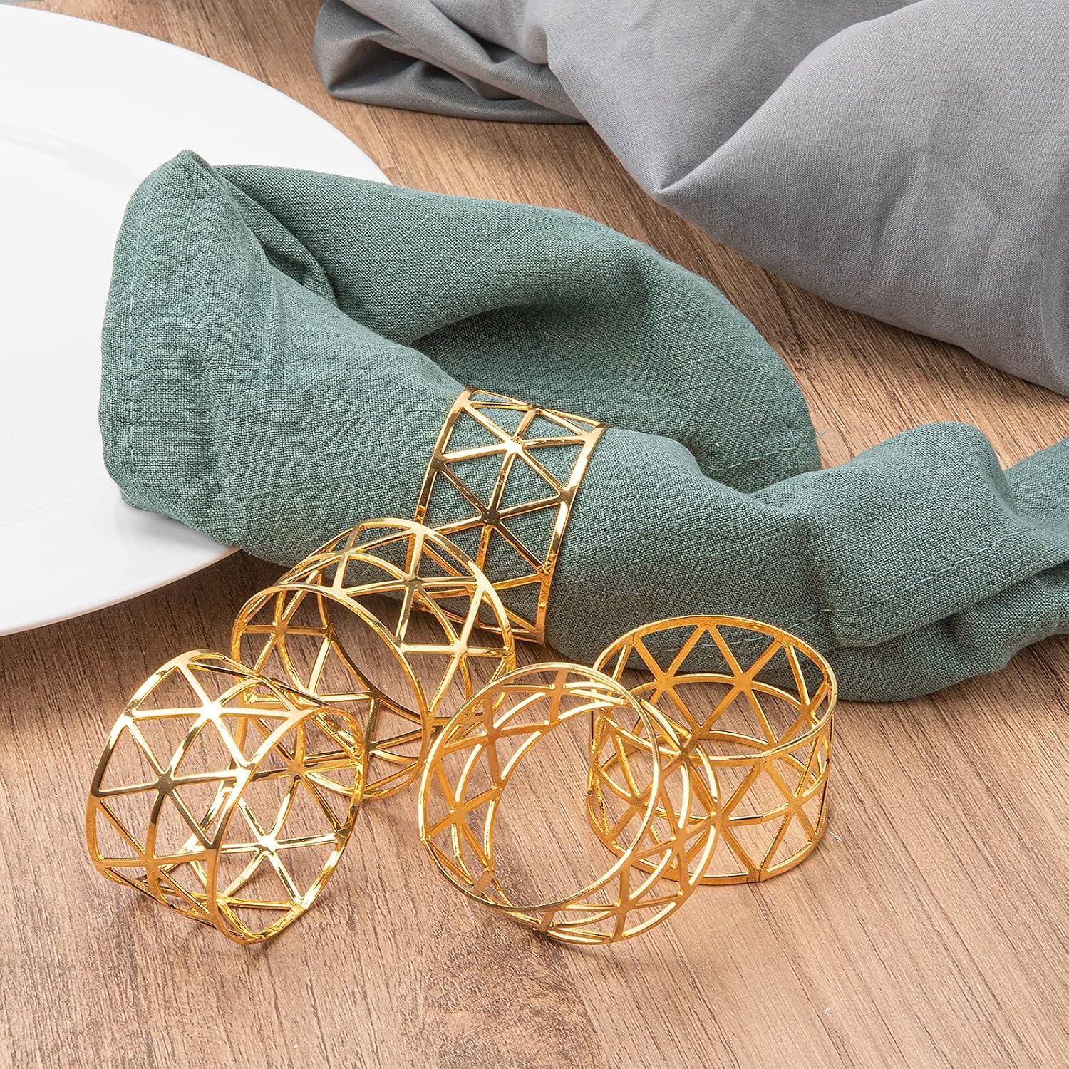 12PCS – Napkin Rings, Gold Napkin Rings Set of 12, Holiday Napkin Holders for Dining, Anniversary, Birthday, Christmas, Easter, Fall, Halloween, Thanksgiving, Party of Table Setting
