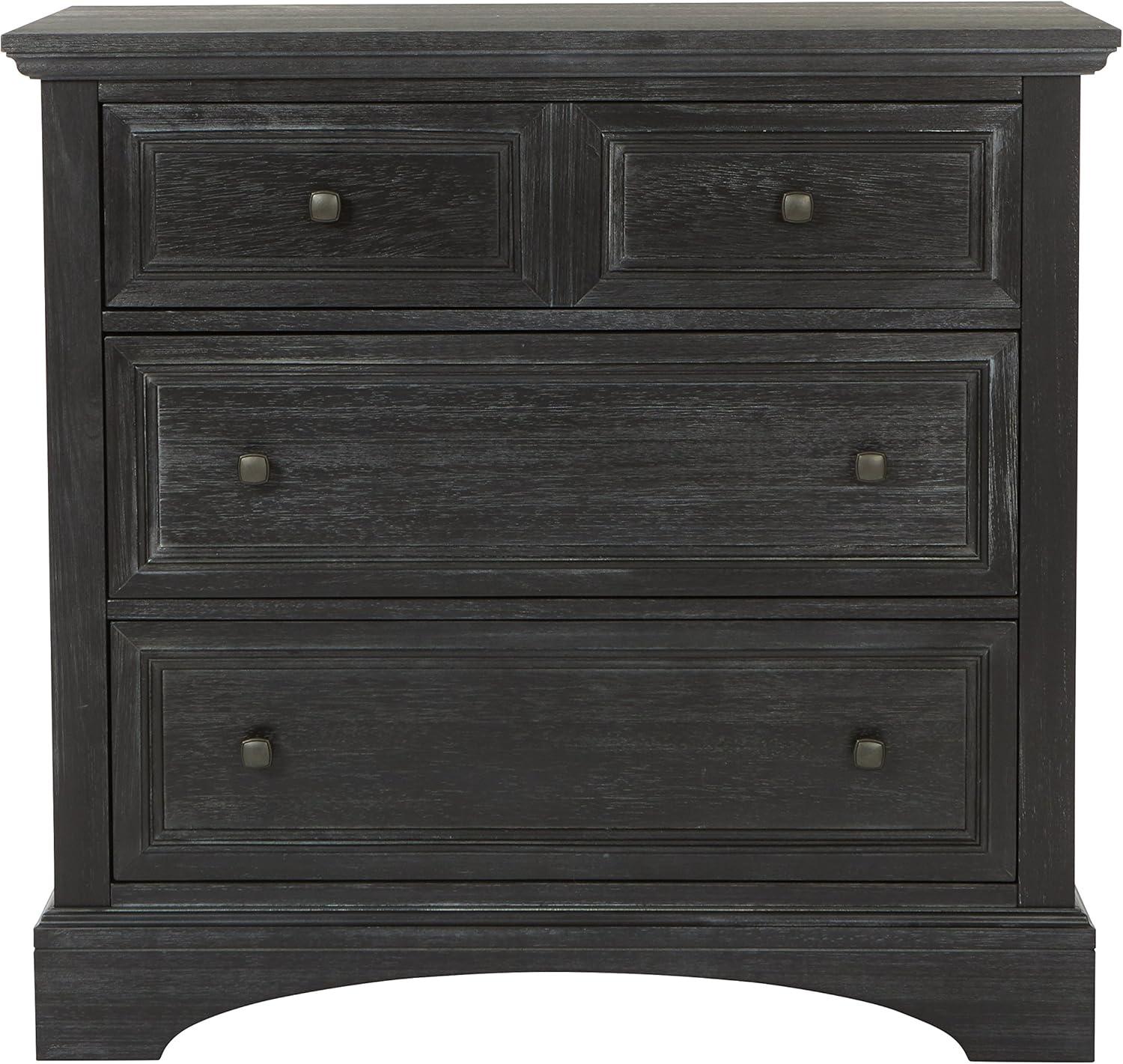 Farmhouse Basics Rustic Black 3-Drawer Chest with Modern Black Hardware