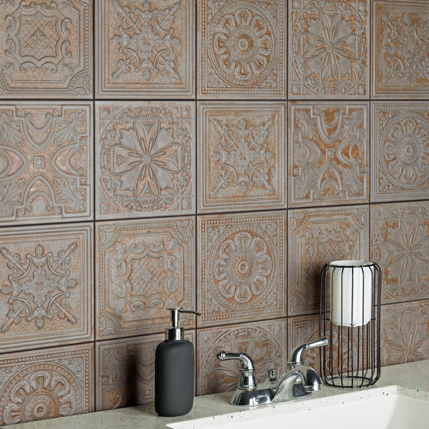 Fitz 8" x 8" Ceramic Patterned Wall Tile