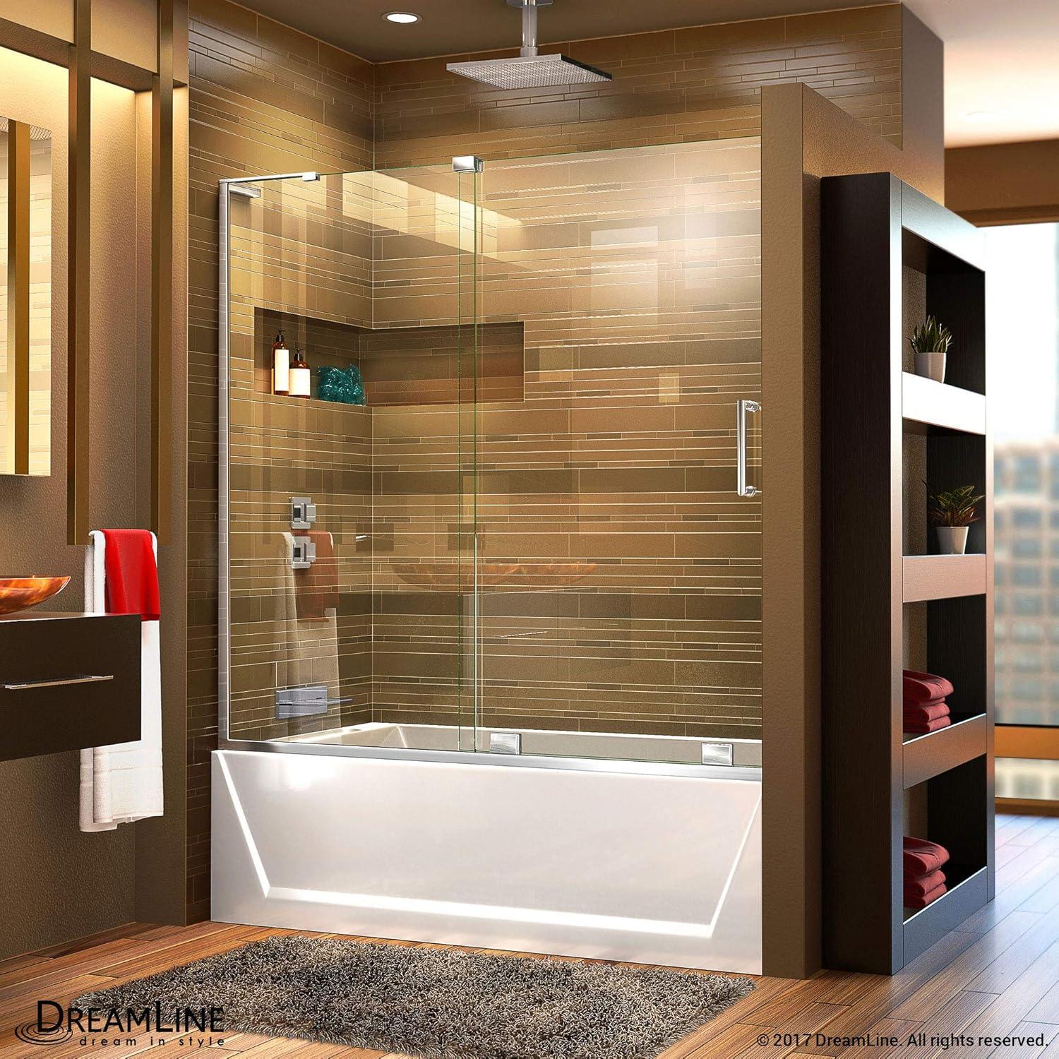 Mirage-X 60'' Clear Glass Frameless Sliding Tub Door with Brushed Nickel Hardware