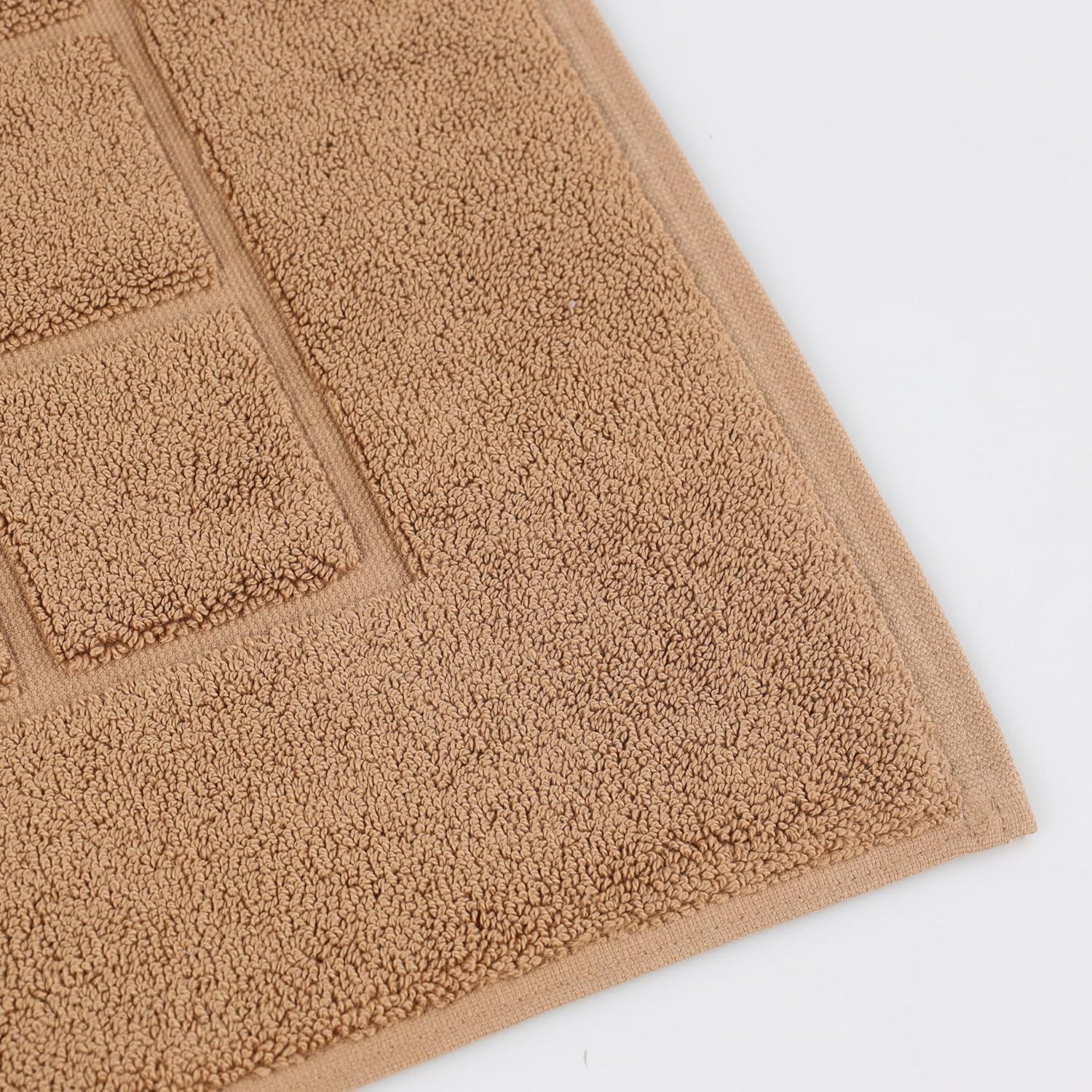 Superior Nora Cotton Terry Solid Absorbent Thick Checkered Washable Bath Mat Set Of 2