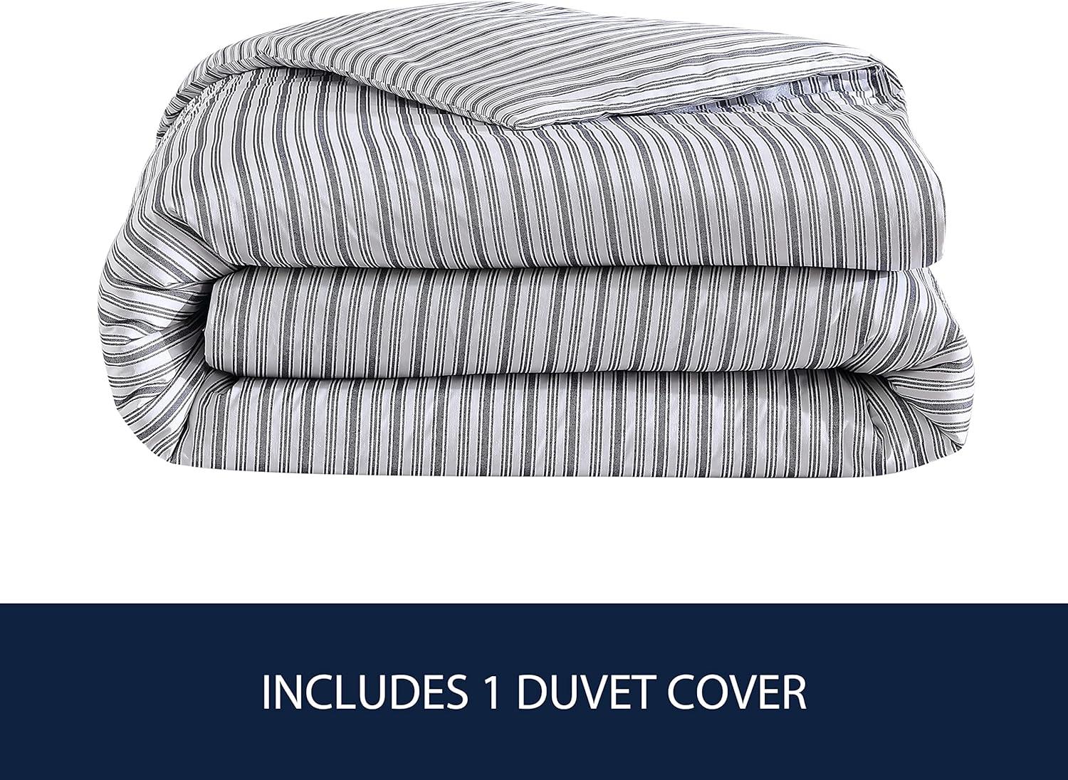 Nautica Coleridge Stripe Charcoal Cotton Percale Duvet Cover