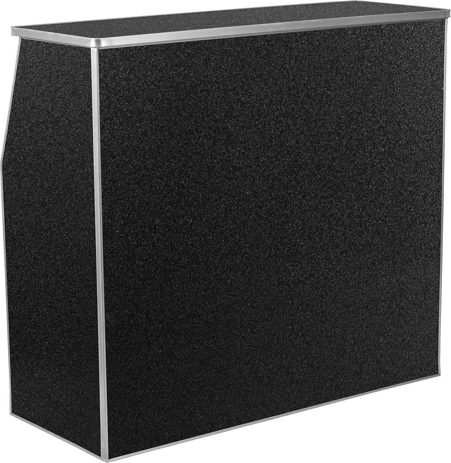 Flash Furniture Amara 4' Folding Portable Event Bar with Top and Middle Shelves, Black