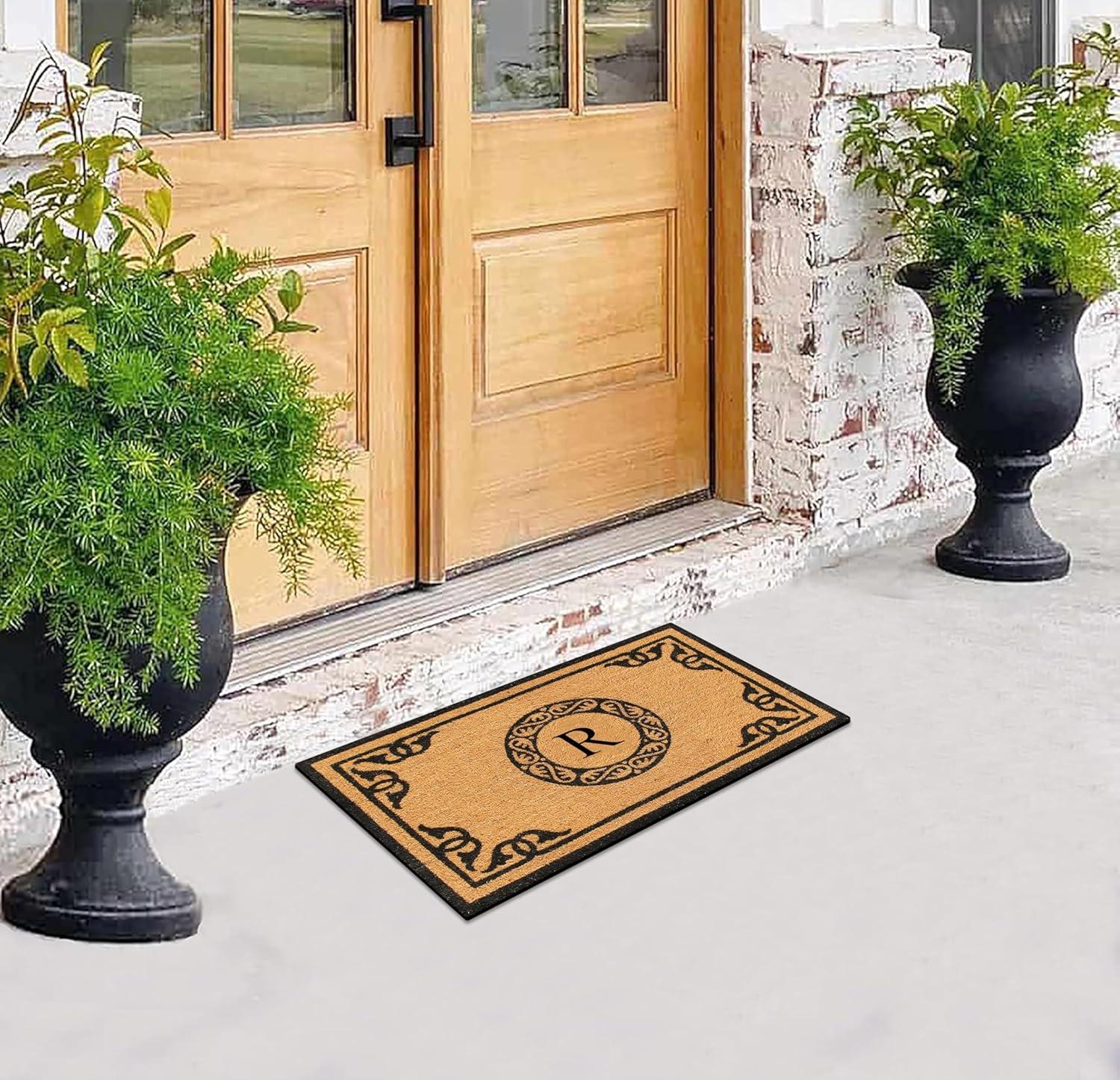 A1HC First Impression Hand Crafted by Artisans Geneva Monogrammed Entry Doormat, 24"X39" R