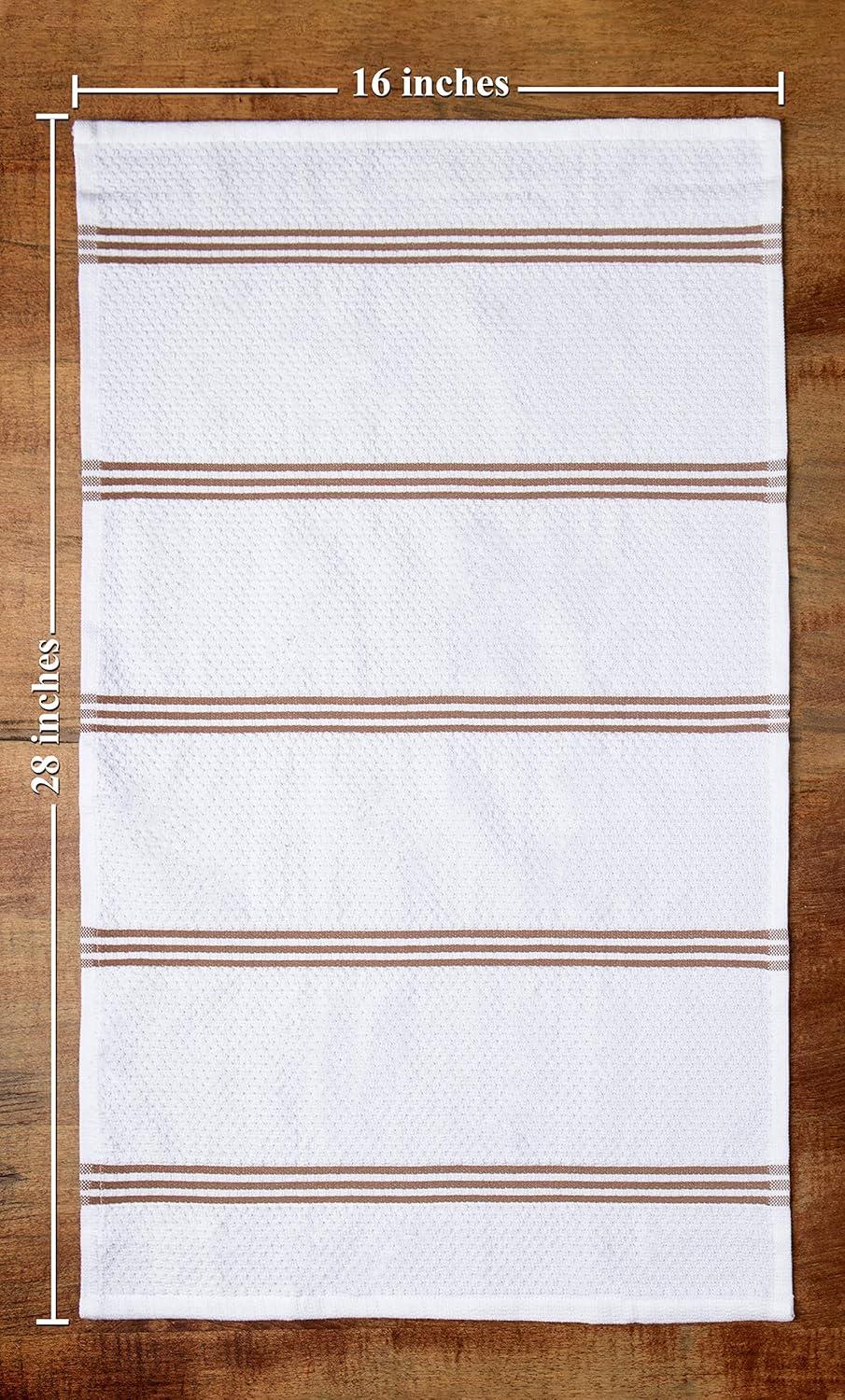 Sticky Toffee Kitchen Towels Dish Towels 100% Cotton, Set of 4, Brown and White Hand Towels, Tea Towels, Reusable Absorbent Cleaning Cloths, 28 in x 16 in