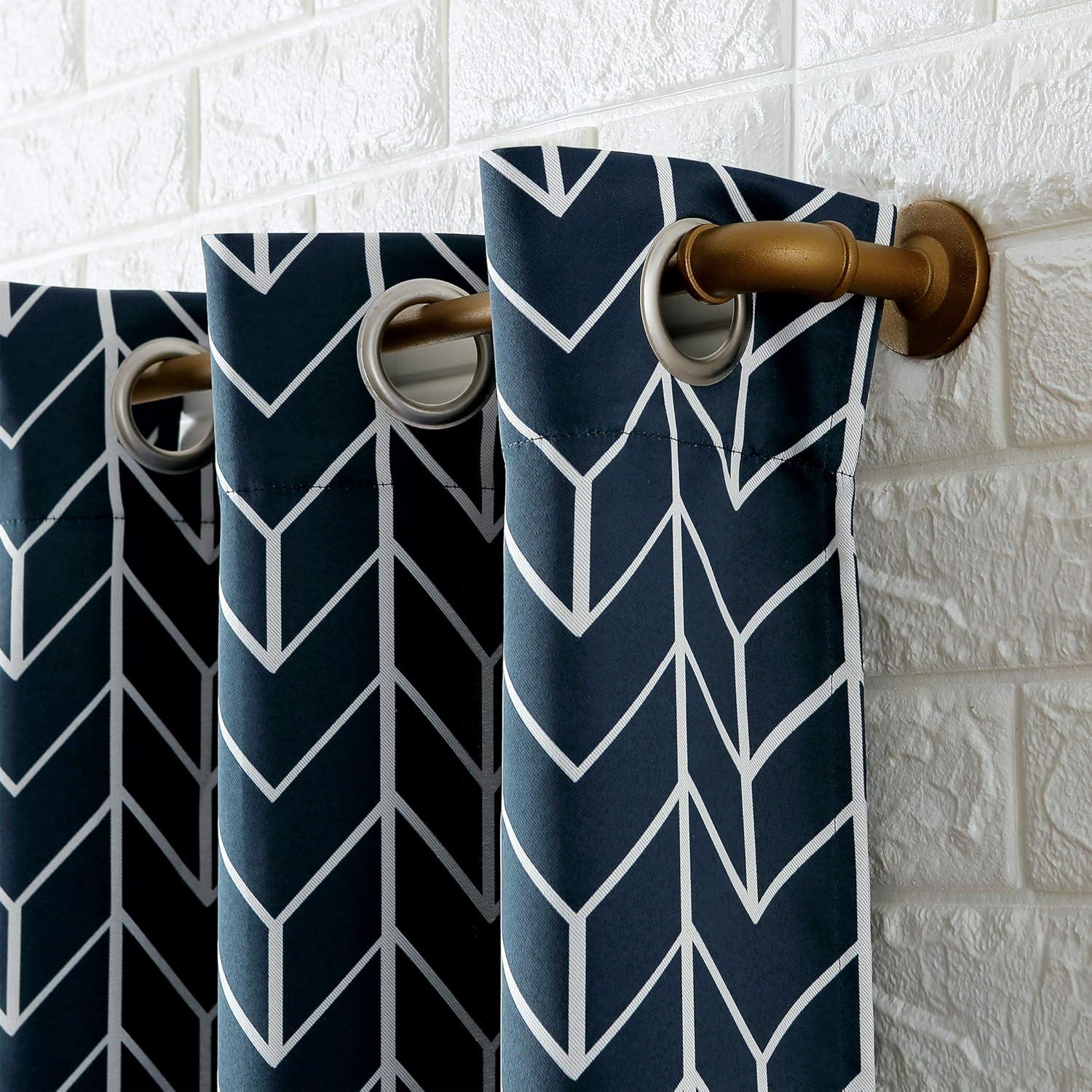 84"x40" Kenwood Chevron Blackout Grommet Top Curtain Panel Navy - Sun Zero: Thermal Insulated, Noise Reduction, Energy Efficient