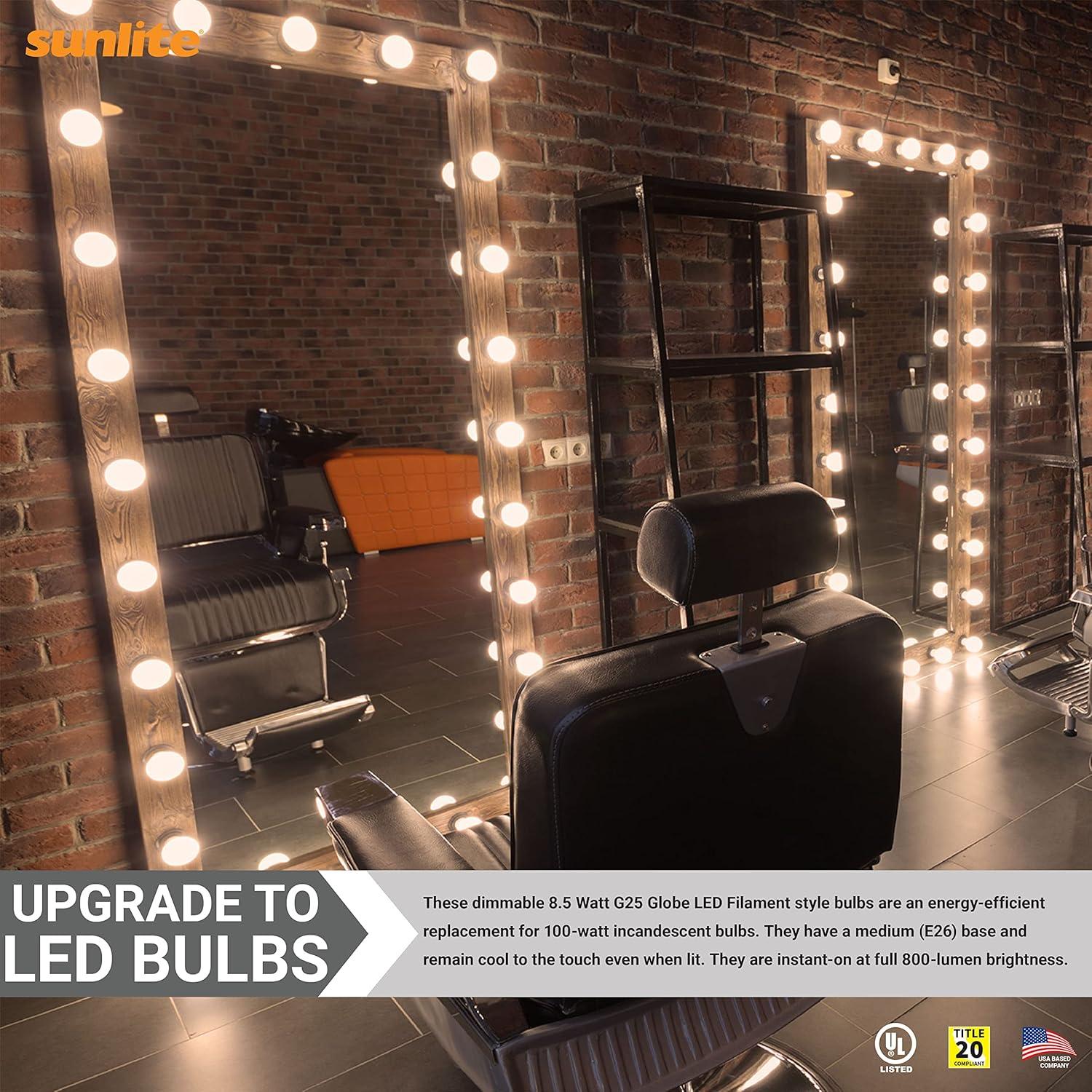 Sunlite 8.5w LED G40 Edison Globe Antique E26 Base 2700K Bulb - 100W Equiv