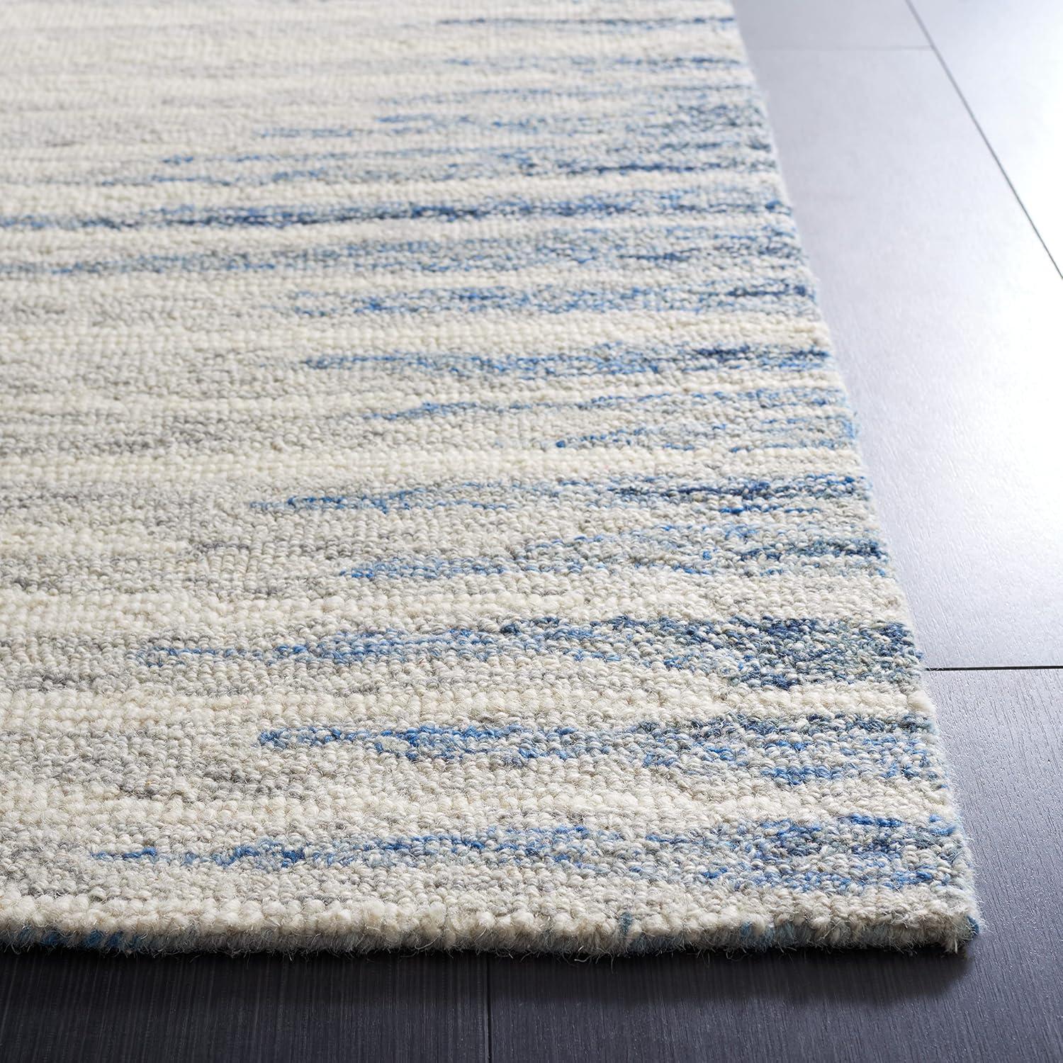 Abstract ABT926 Handmade Indoor Runner - Ivory/Dark Blue - 2'-3"x8' - Safavieh