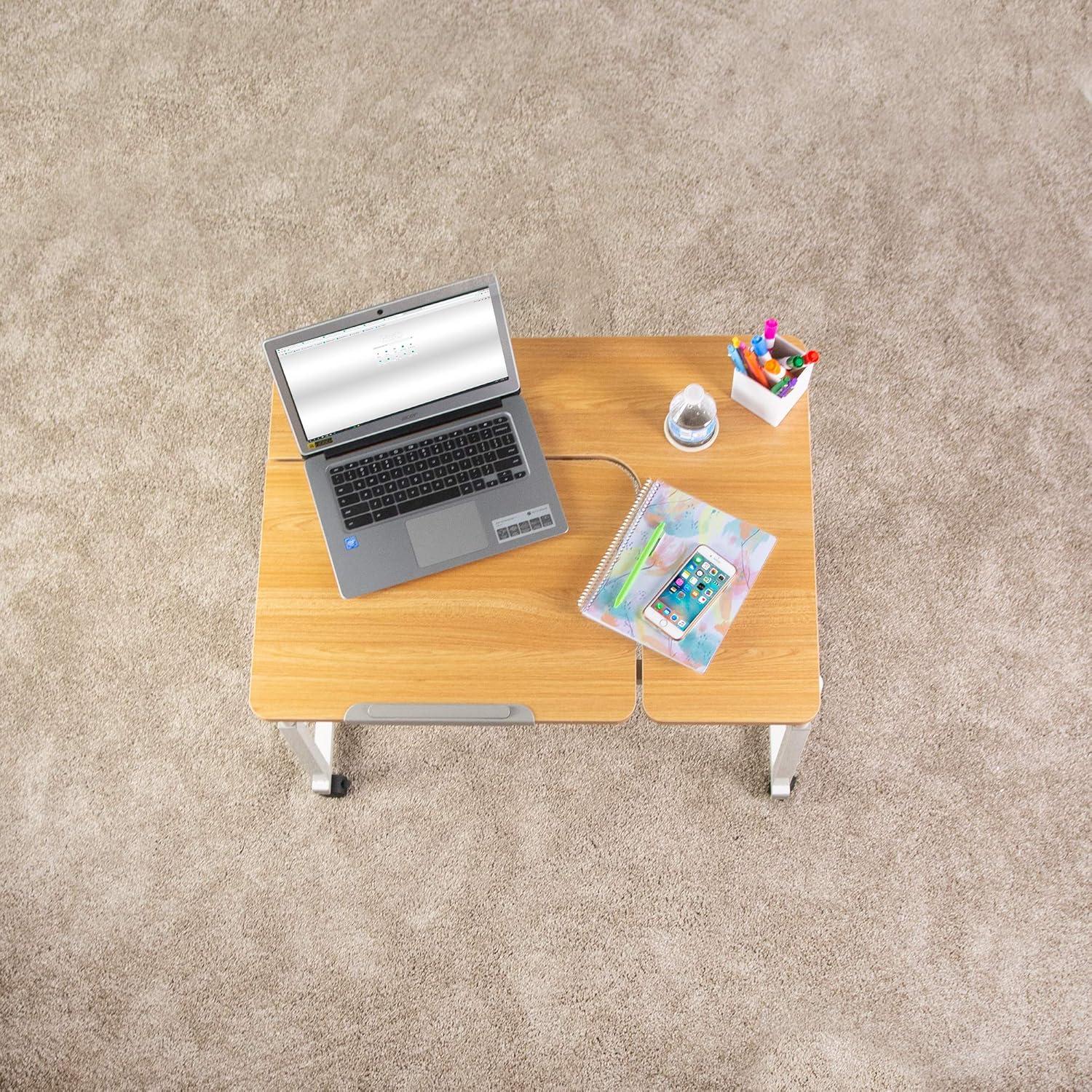 Adjustable Modern White Laminated Wood Writing Desk with Cup Holder