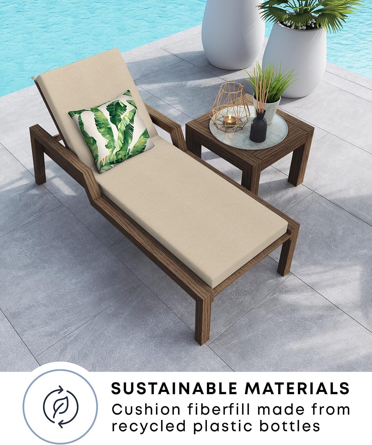 Textured Solid Almond Chaise Lounge Cushion