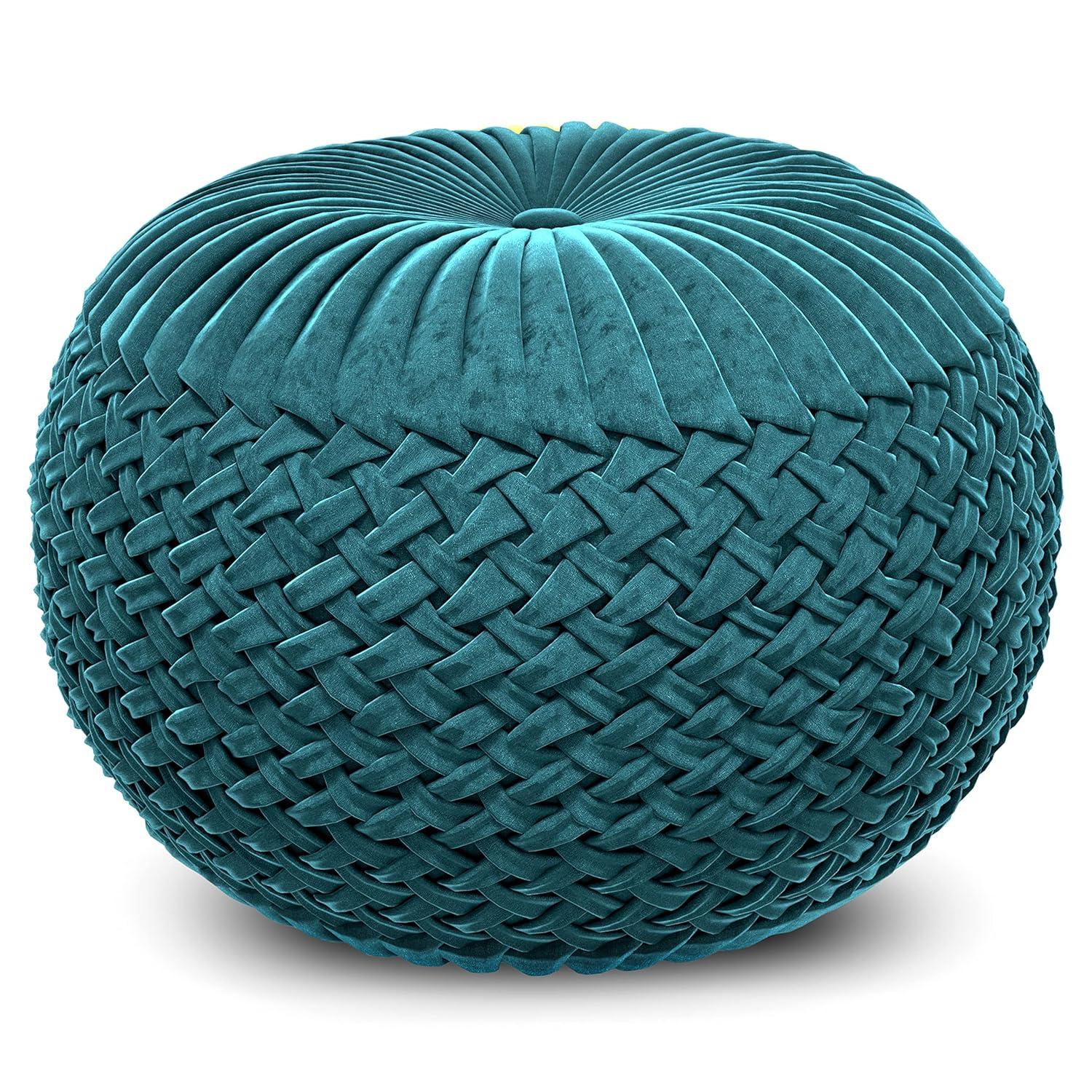 Simpli Home Grafton Velvet Pouf