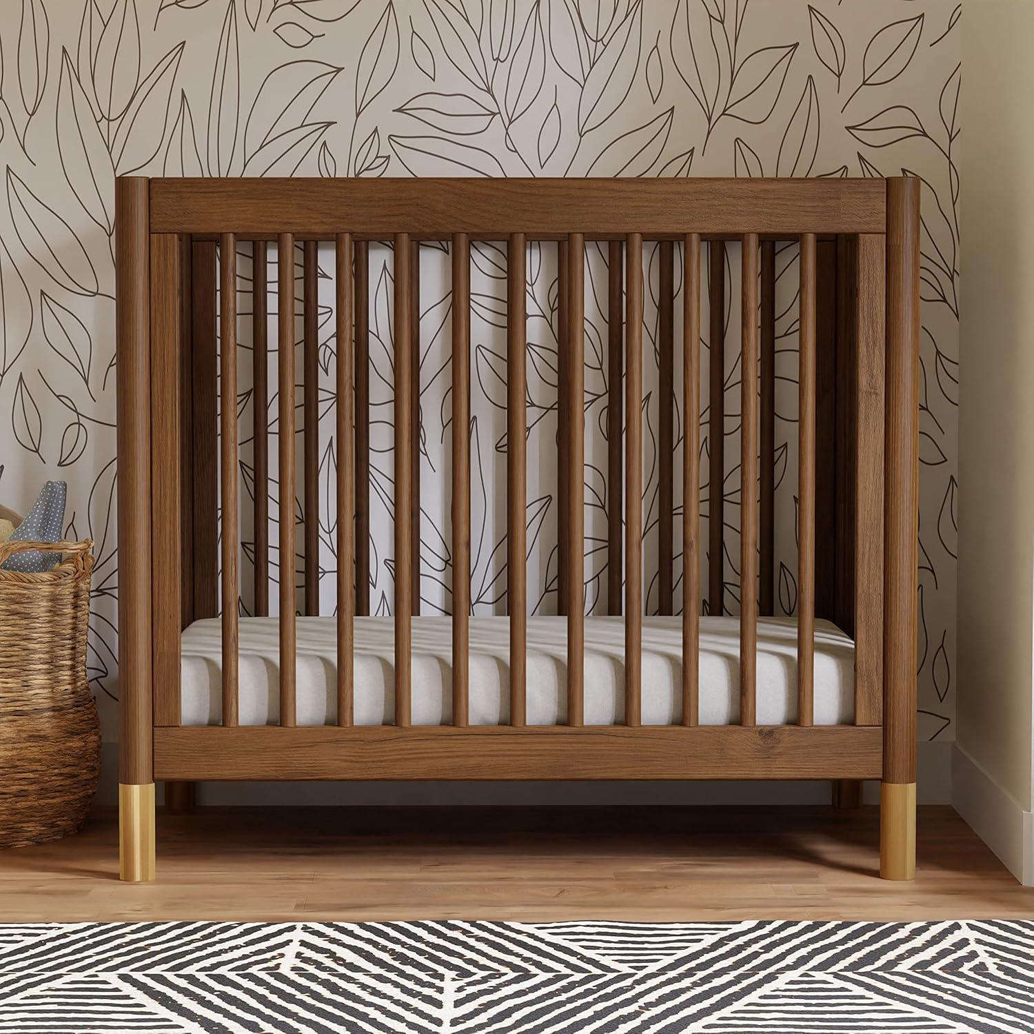 Babyletto Gelato Natural Walnut Wood 4-in-1 Convertible Mini Baby Crib
