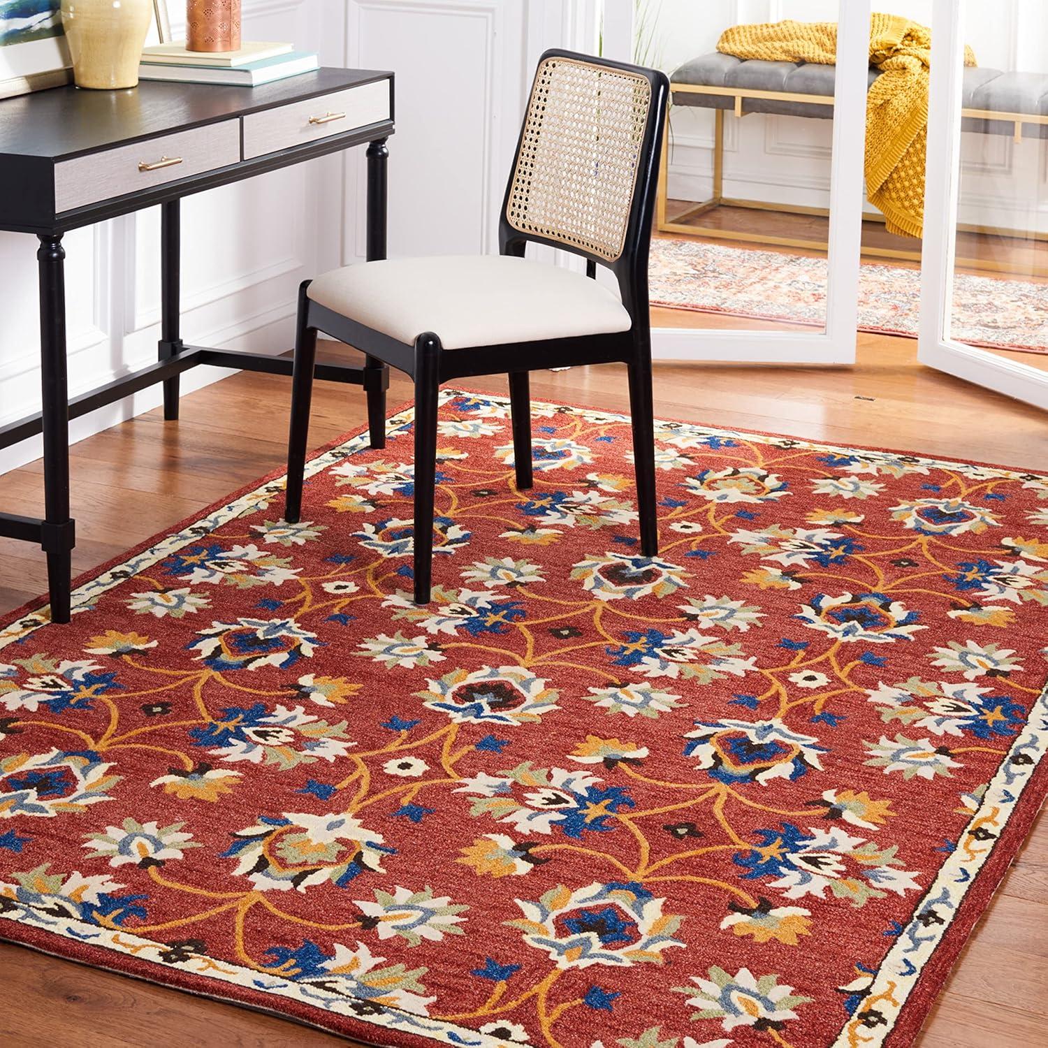 Micro-Loop MLP383 Hand Tufted Area Rug - Rust/Blue - 5'x5' - Safavieh.