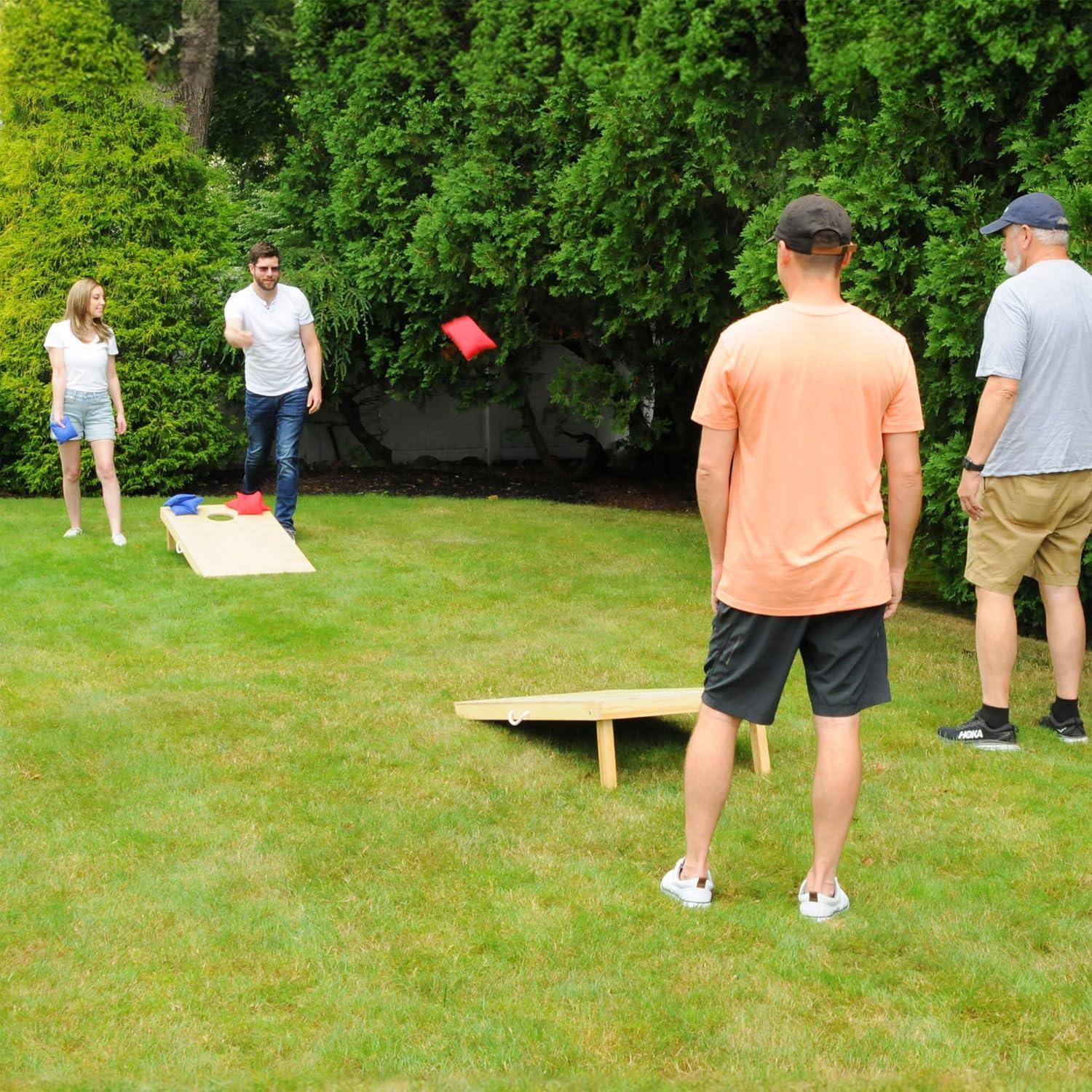 Driveway Games Traditional Wood Cornhole Game with All Weather Bean Bag for Storage, Sports, Recreation, and Outdoor Gaming, Natural