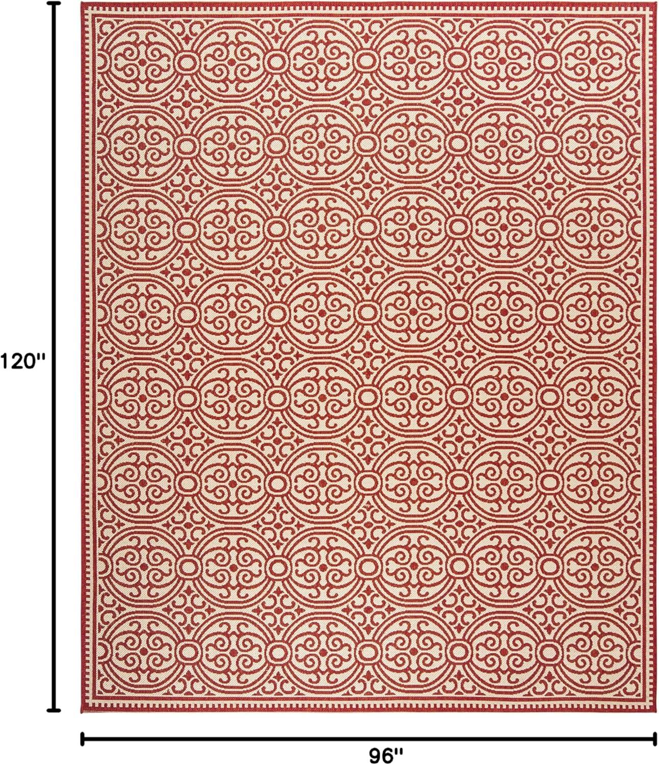 SAFAVIEH Outdoor LND134Q Linden Collection Red / Creme Rug