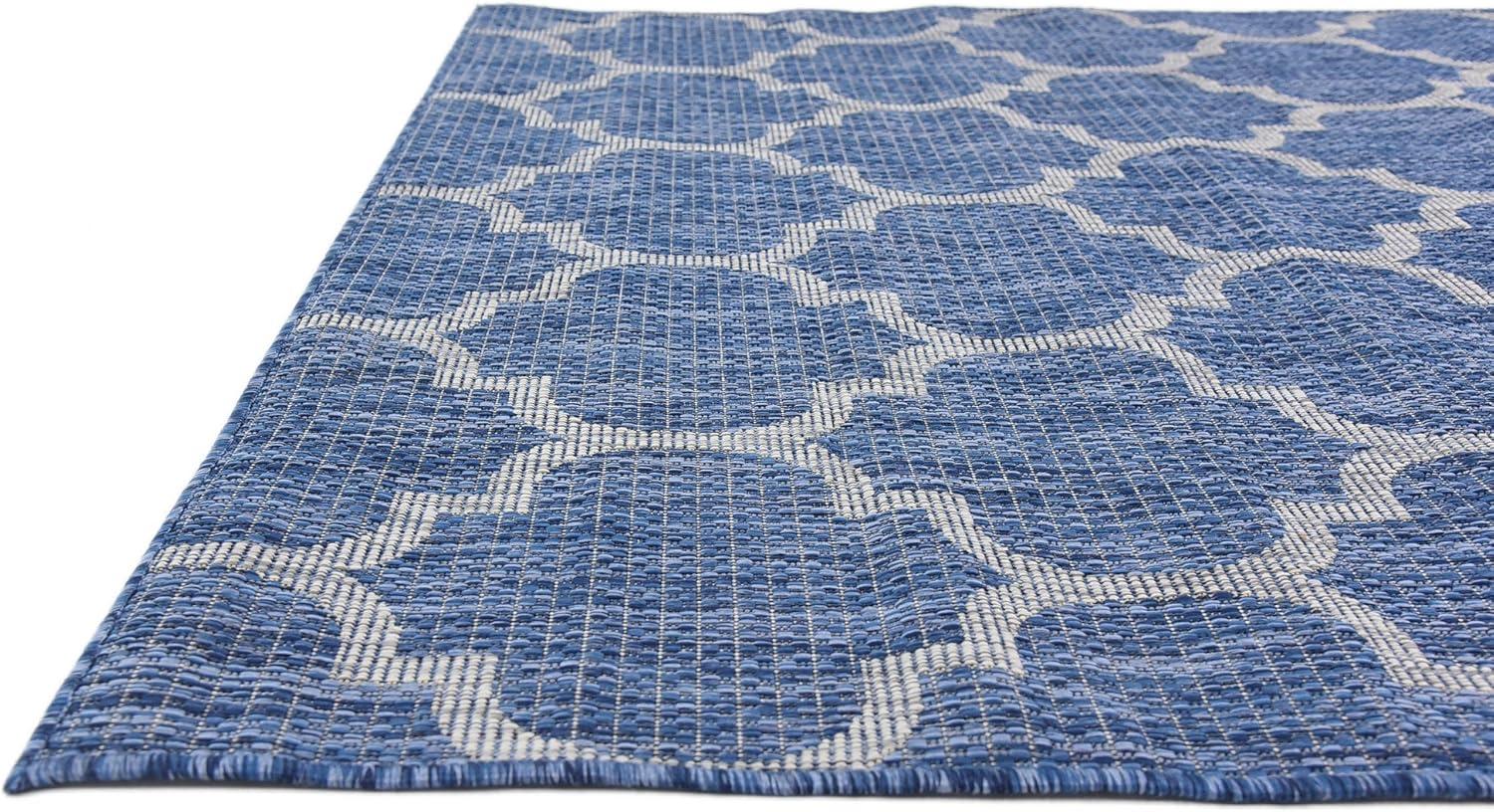 Unique Loom 5' 3 x 8' 0 Rectangle Indoor/Outdoor Trellis Navy Blue Area Rug