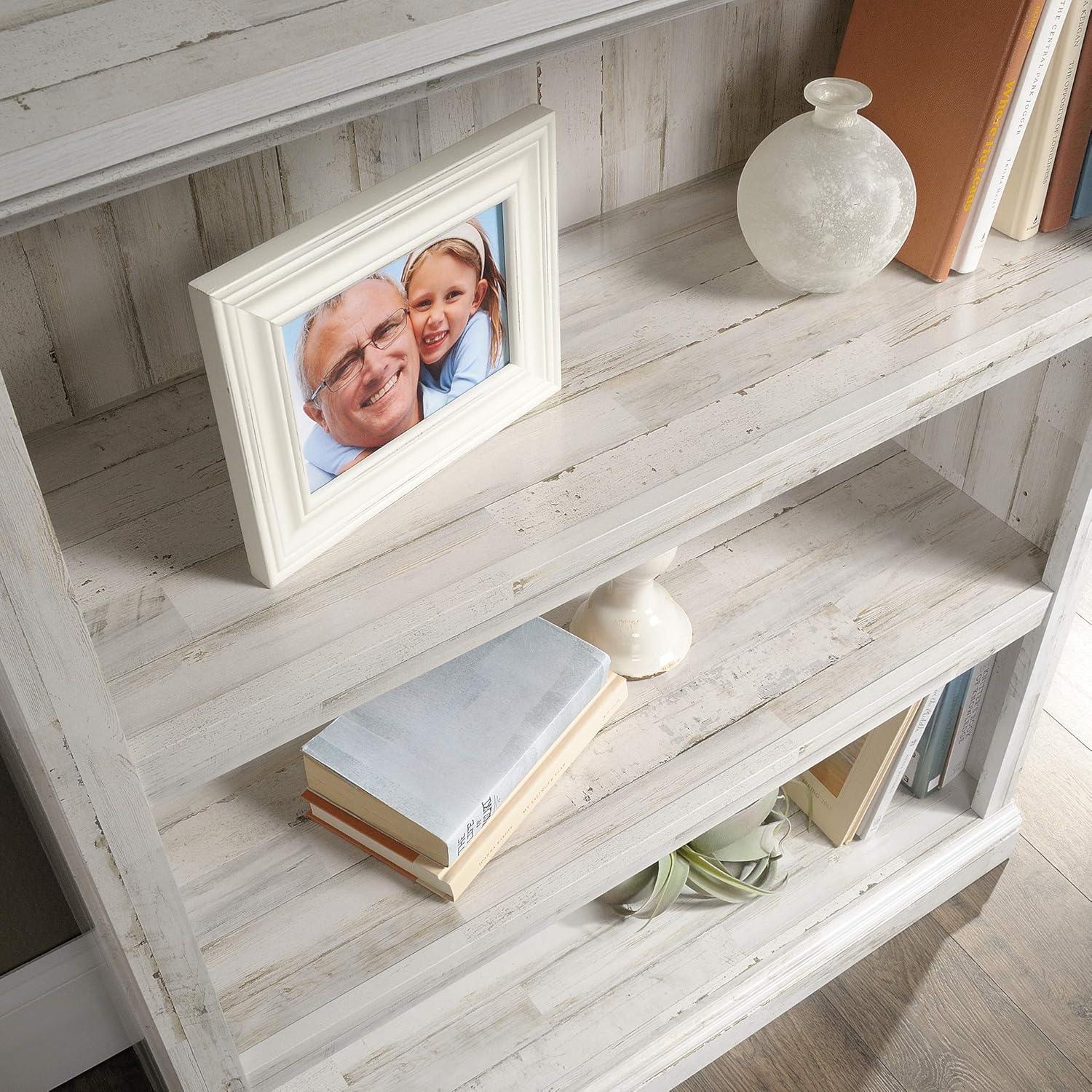 44" 3 Shelf Bookcase White - Sauder: Farmhouse Style, Smooth Laminate Finish, MDF Construction