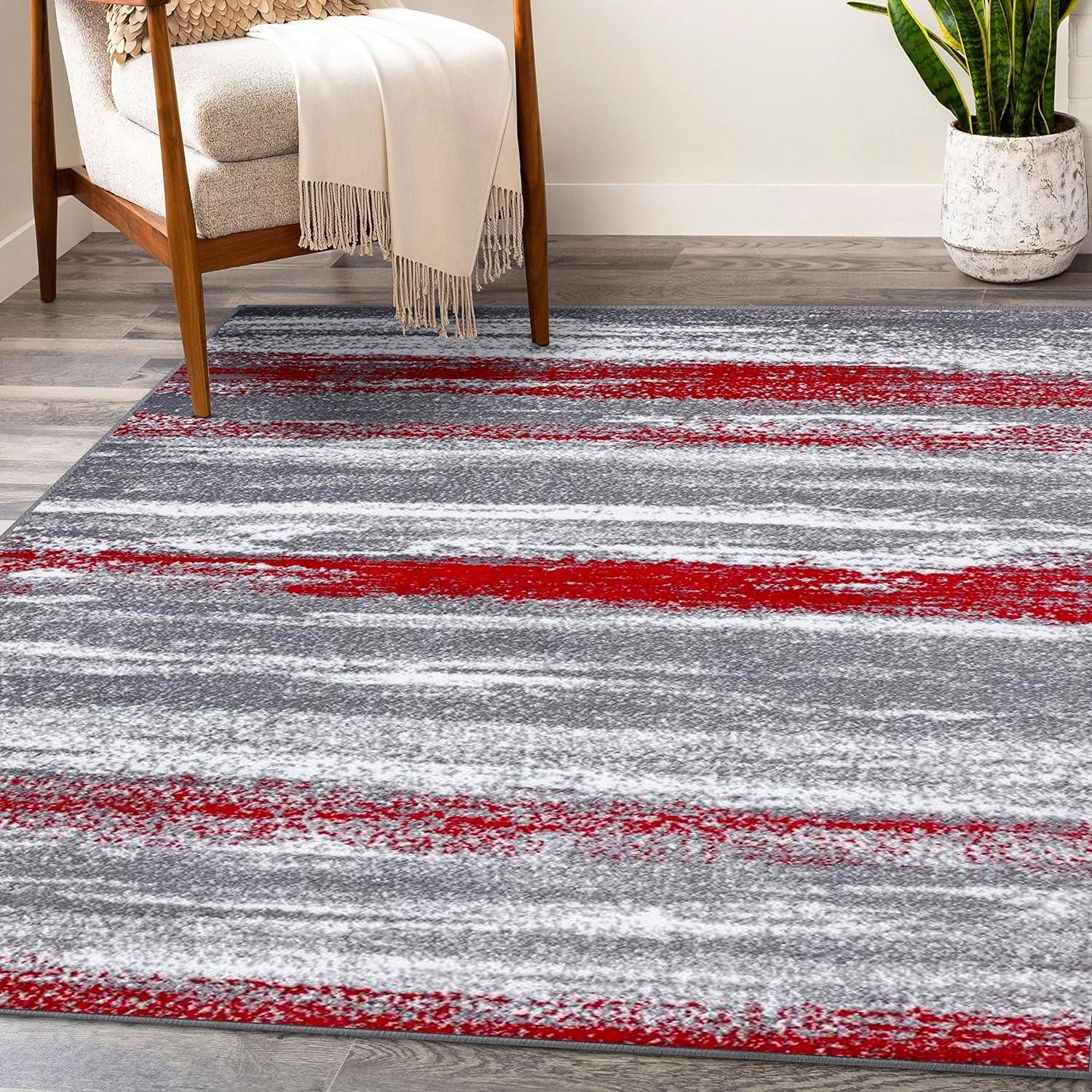 Luxe Weavers Modern Abstract Red 6x9 Area Rug