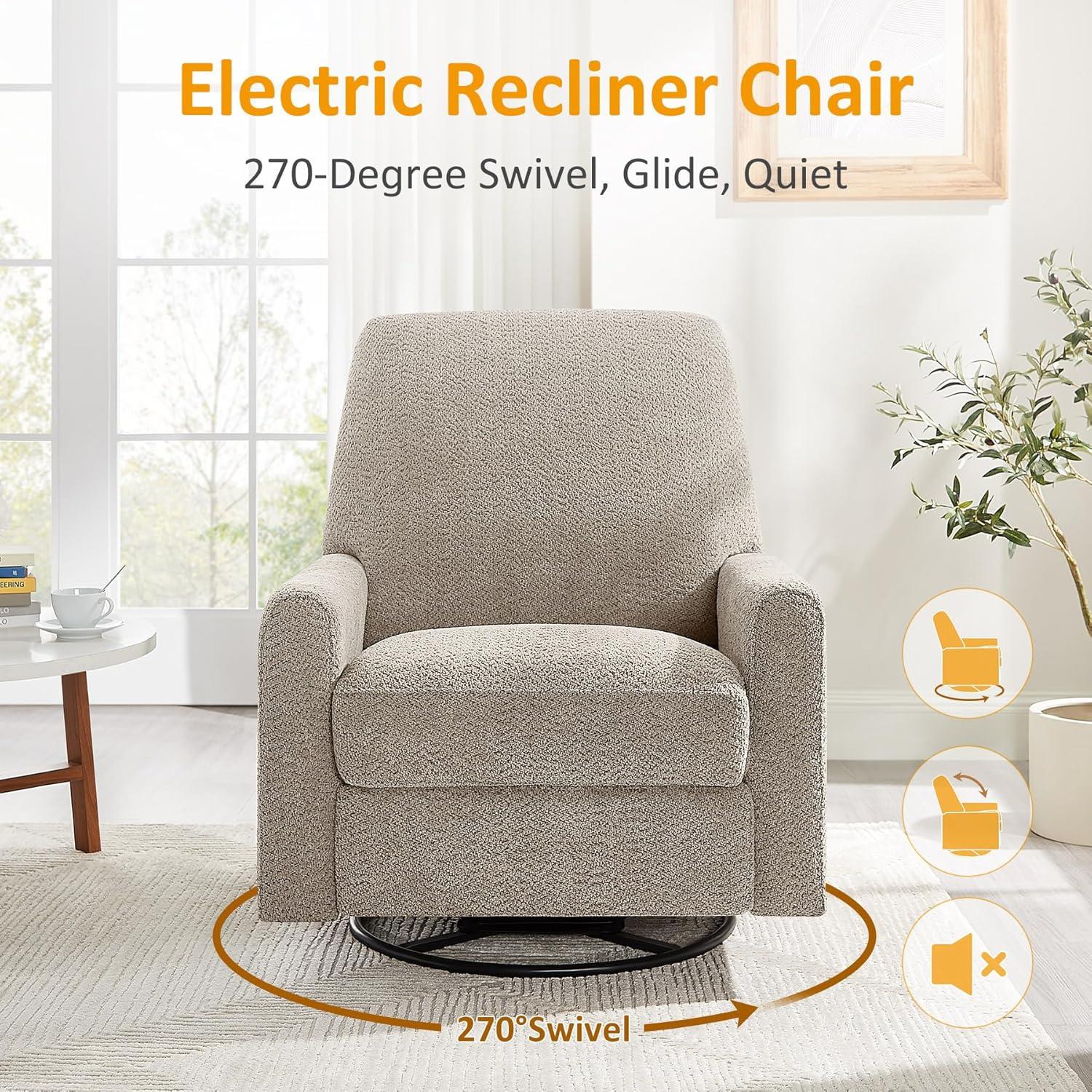 31.5 Inch Boucle Swivel Glider Power Recliner