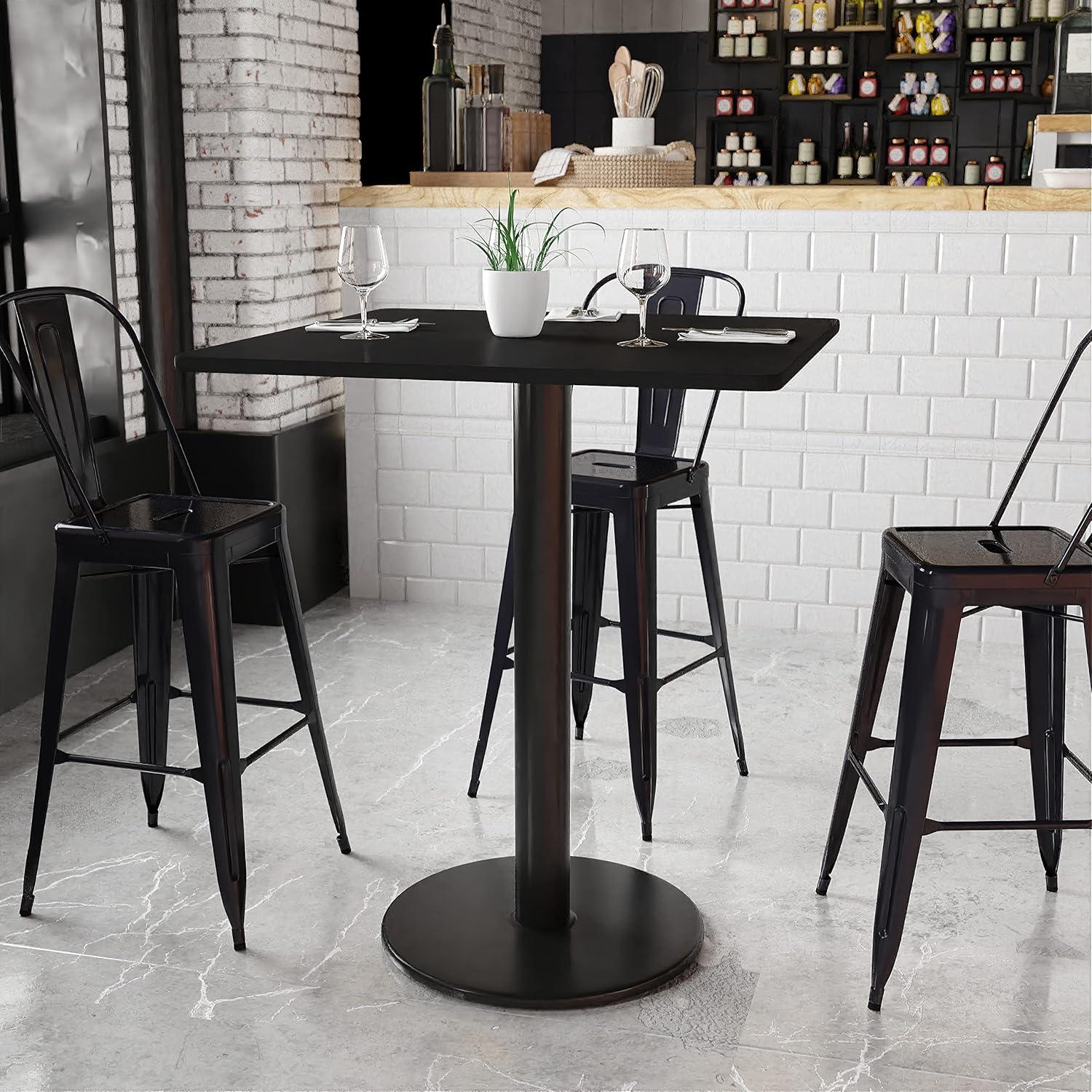 Contemporary 36'' Square Black Laminate Bar Height Table