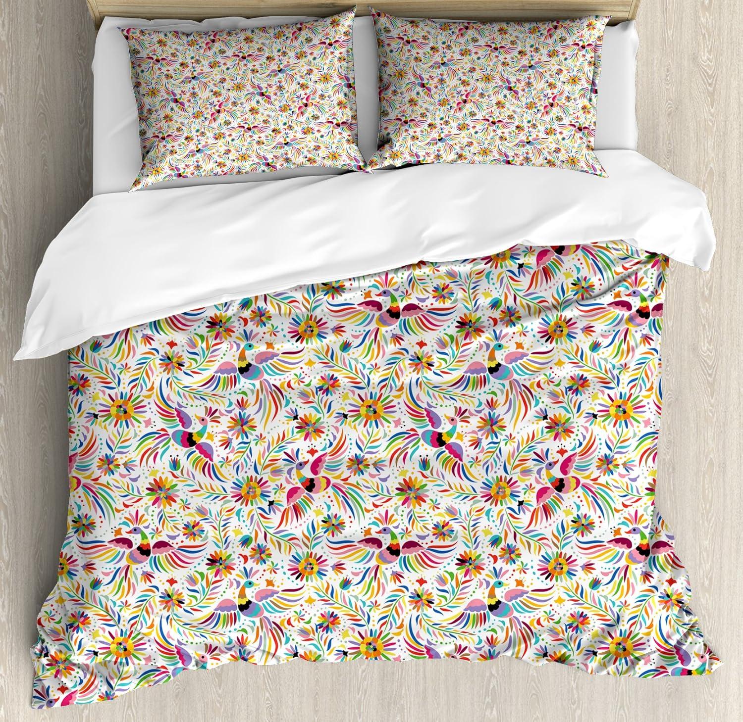 Mexican Queen Size Multicolor Nature Inspired Duvet Cover Set