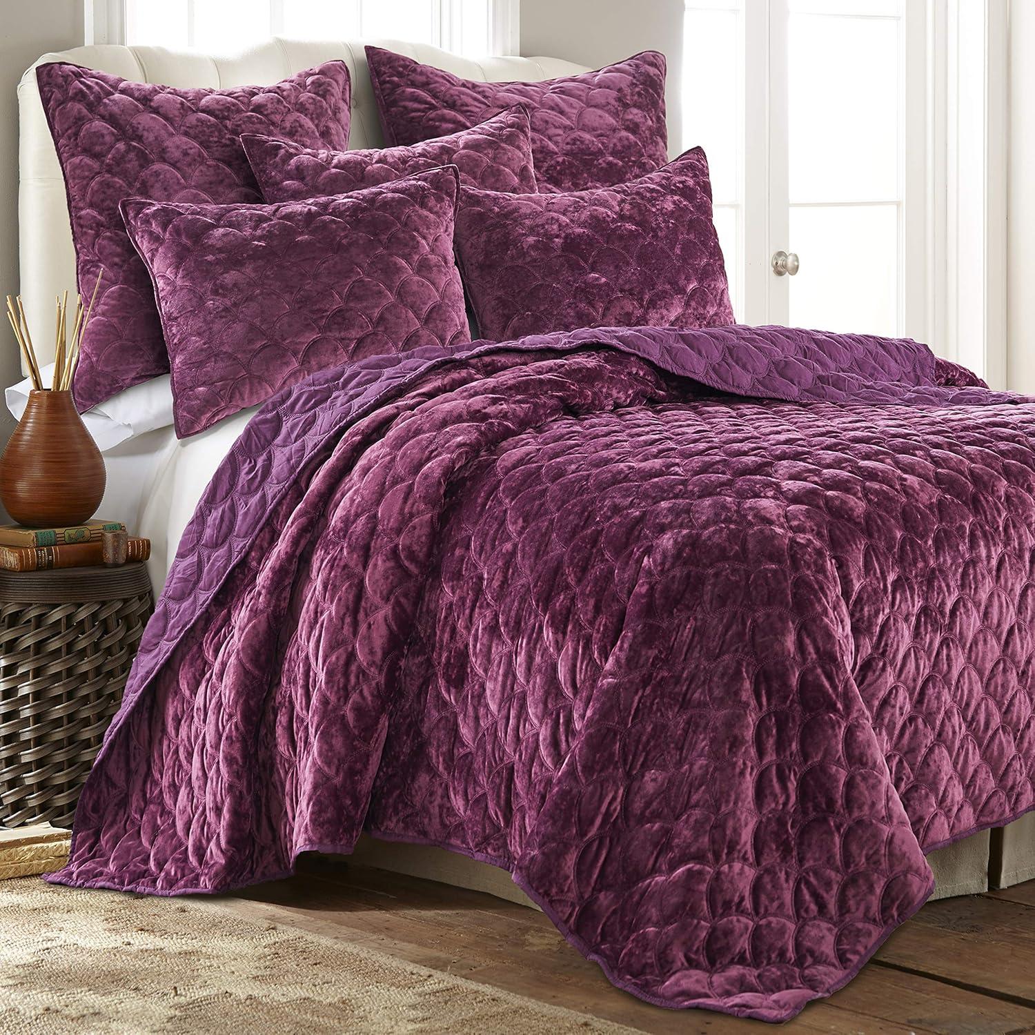 Ellora Velvet Full/Queen Quilt Purple - Birch Hill by Levtex Home