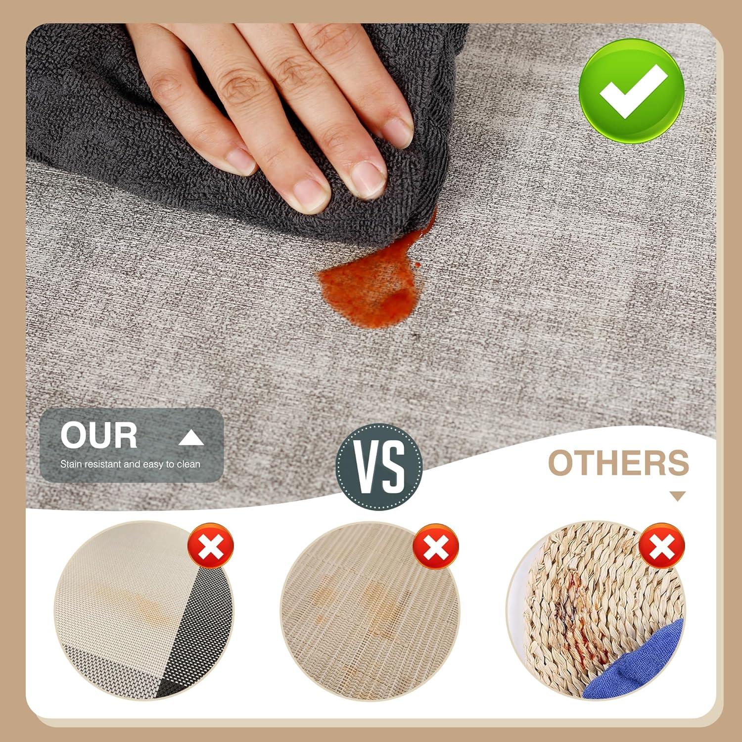 FOCUSLINE Faux Leather Placemats Set of 6, Light Grey Table Place Mats, Waterproof and Non-Slip Dining Table Mats for Indoor & Outdoor Use