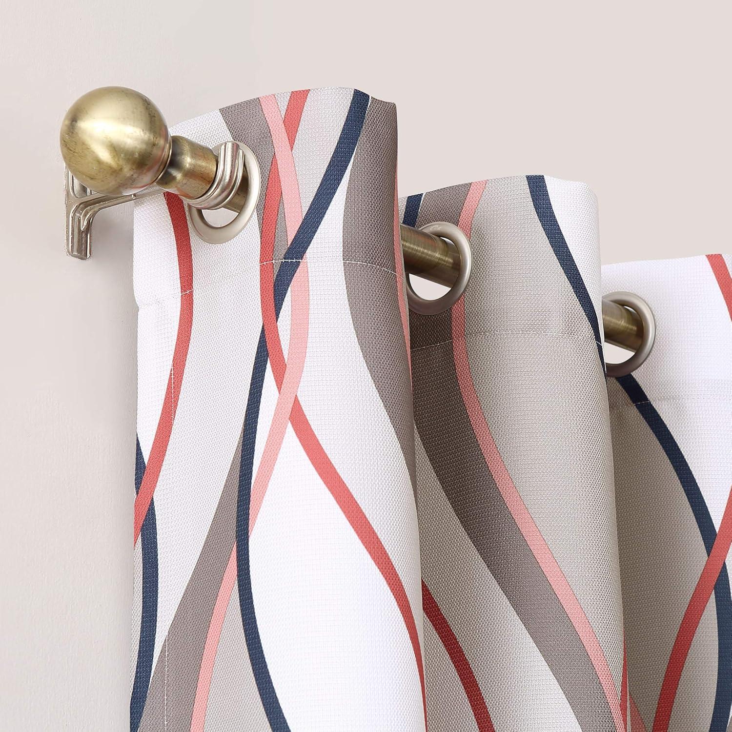 48"x84" No. 918 Semi-Sheer Intersect Ogee Wave Print Grommet Curtain Panel Nickel: Room Darkening, Polyester