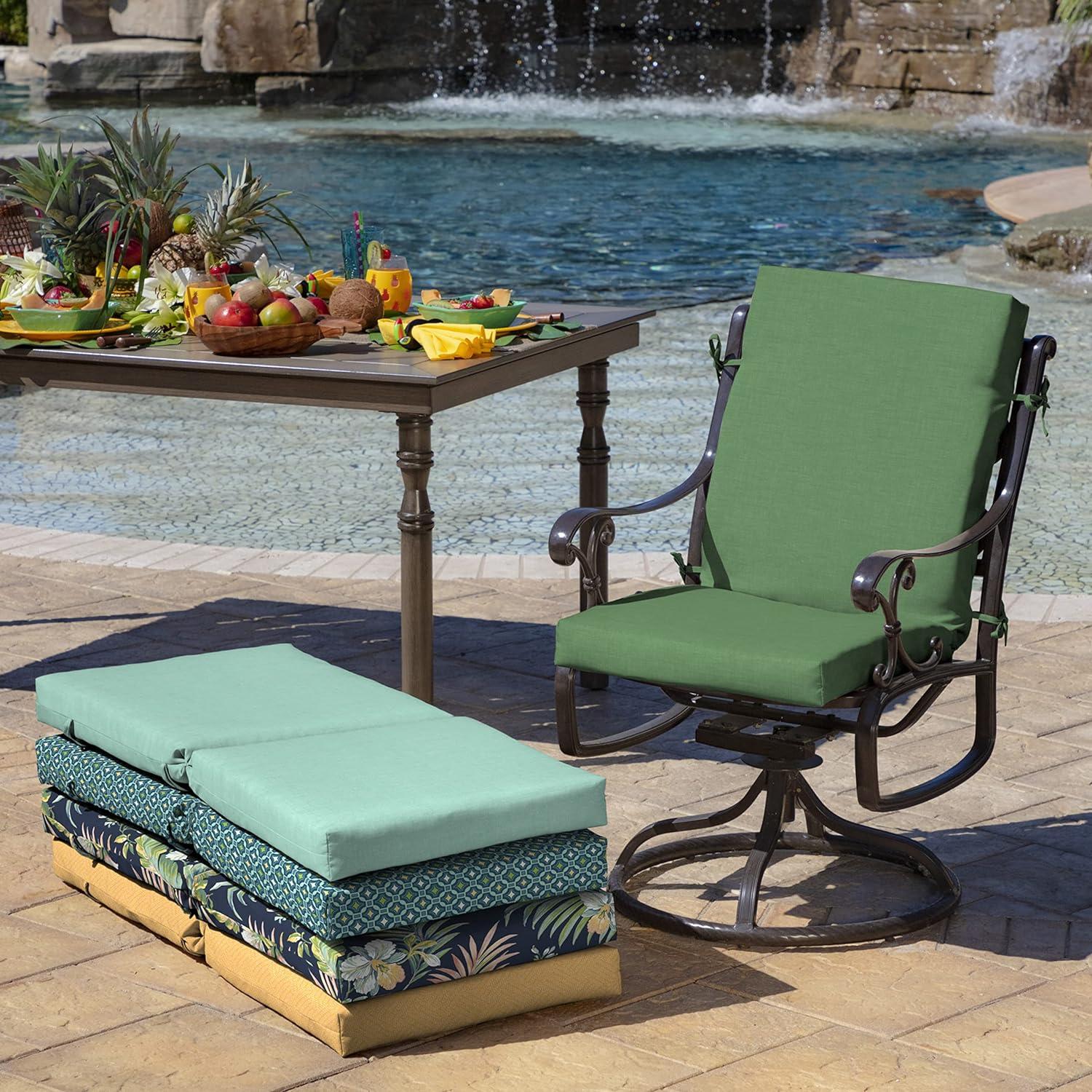 Moss Green Polyester Outdoor Highback Dining Chair Cushion