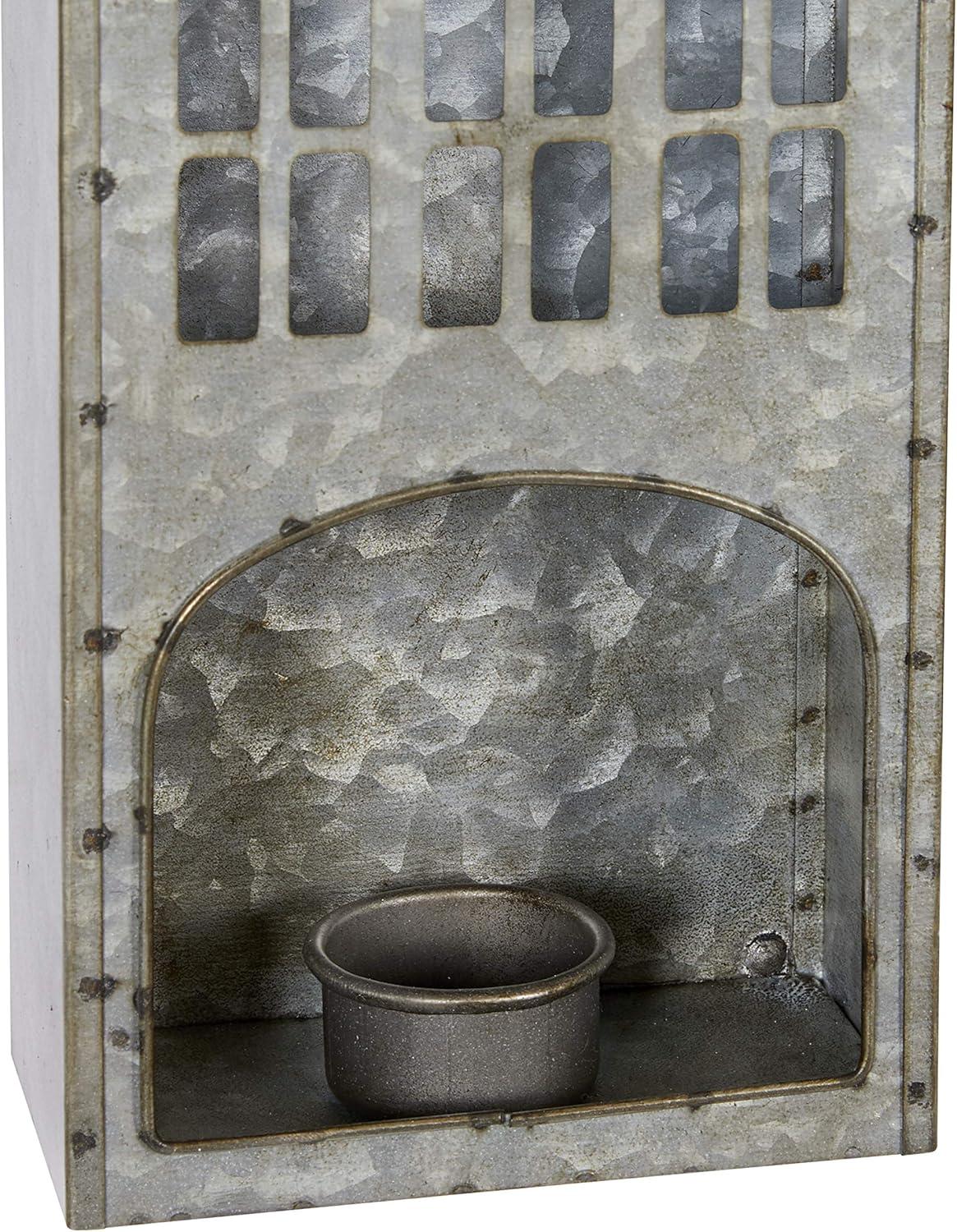 DecMode 13", 18"H Farmhouse Votive, Grey, 2 - Pieces