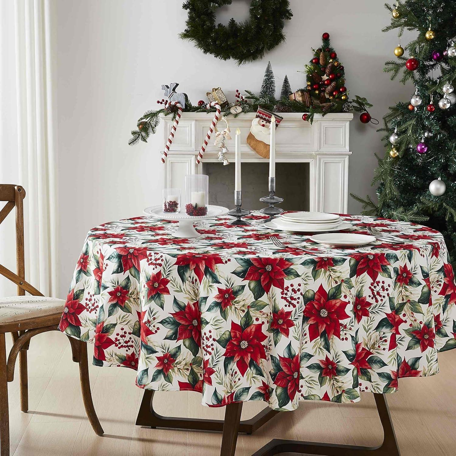 Avanti Linens Poinsettia 70" Round Tablecloth