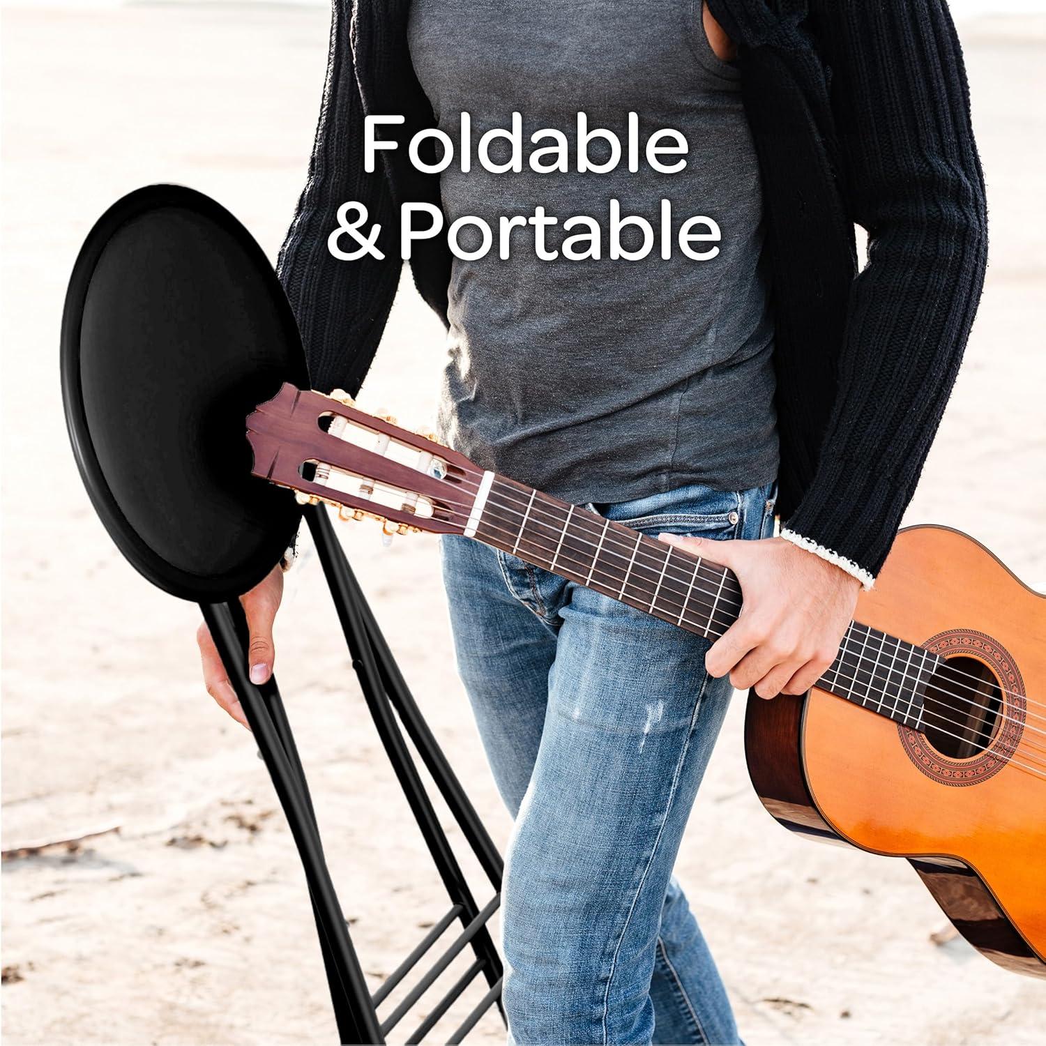 Trademark Home Set of 2 Heavy-Duty 18-Inch Folding Stools with Padded Seats, Black