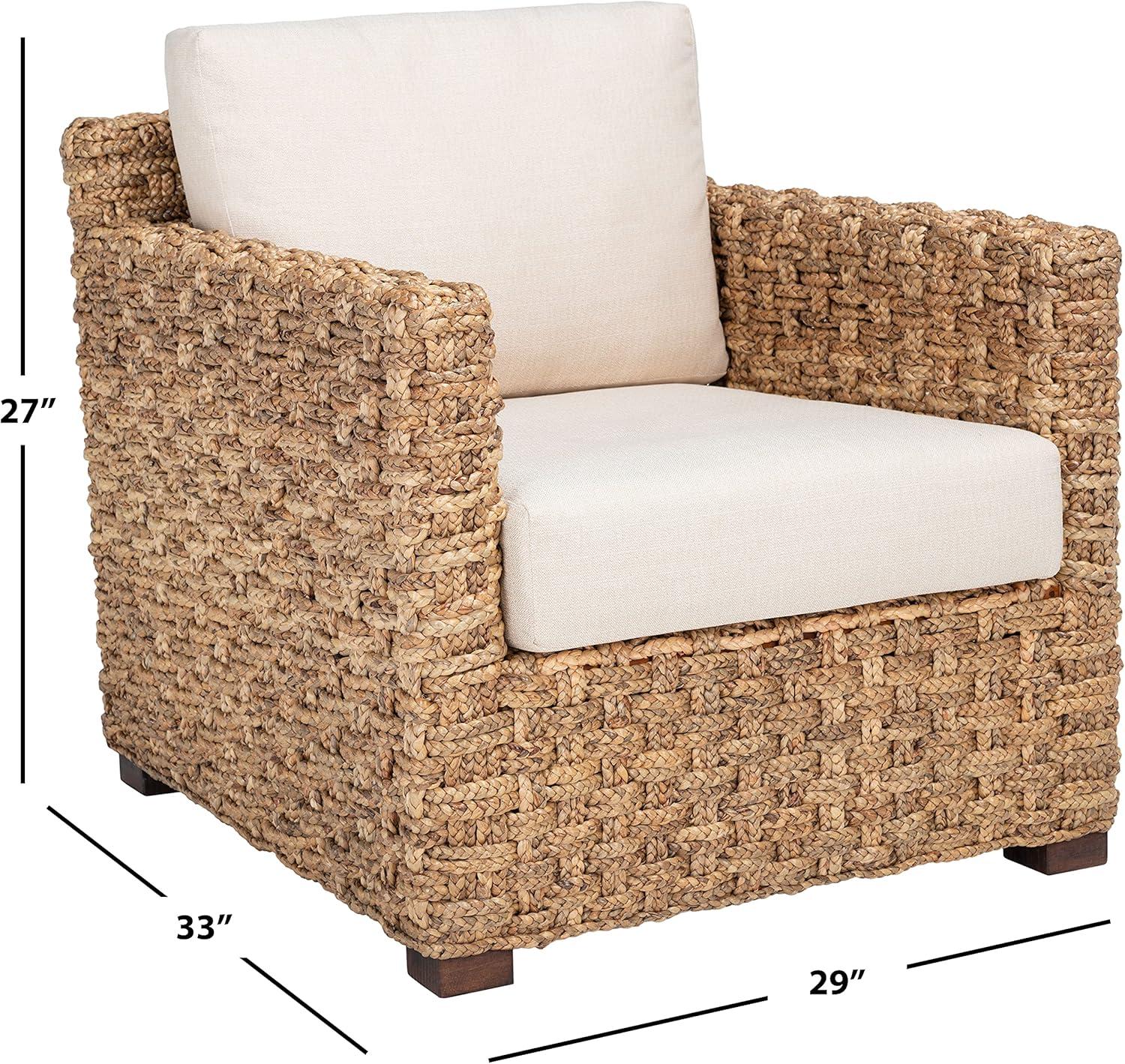 Gregory Beige Water Hyacinth Accent Chair with Cushions