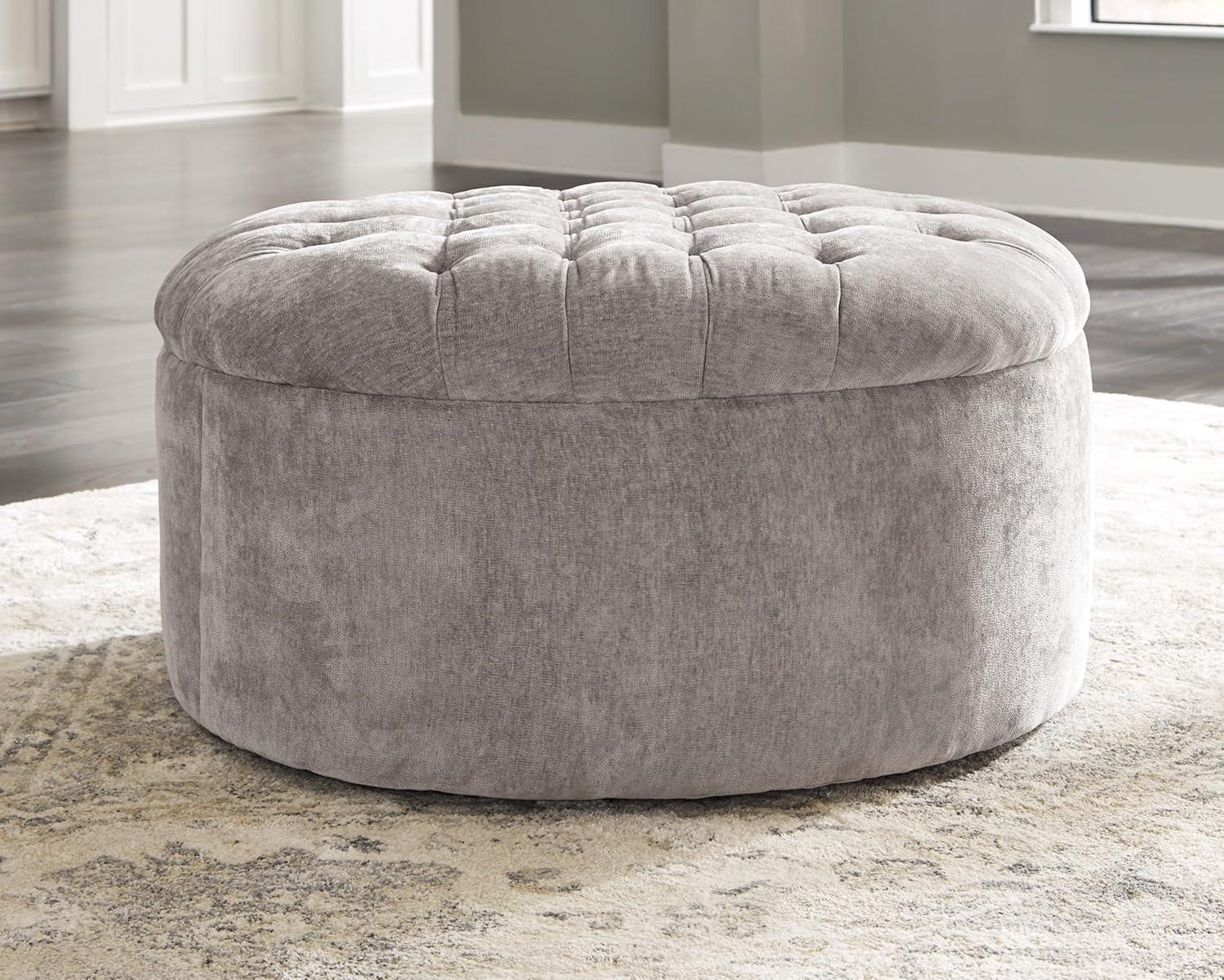 Signature Design by Ashley Contemporary Carnaby Oversized Accent Ottoman Chenille Linen