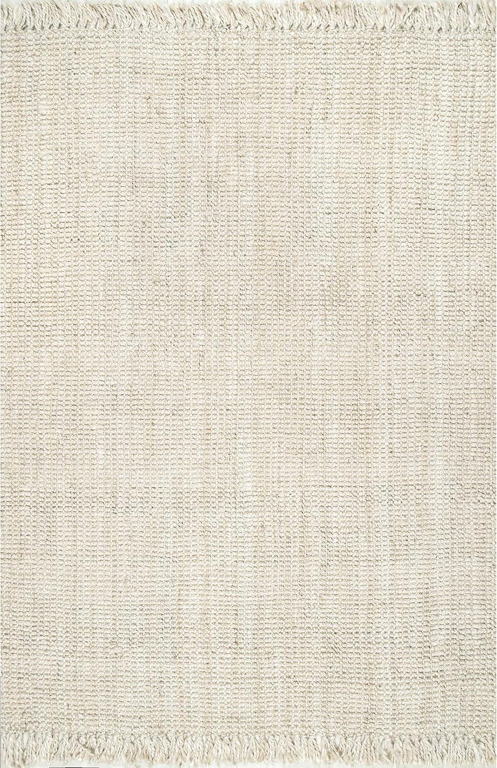 nuLOOM Daniela Chunky Jute Off-White 7' 6" x 9' 6" Farmhouse Area Rug
