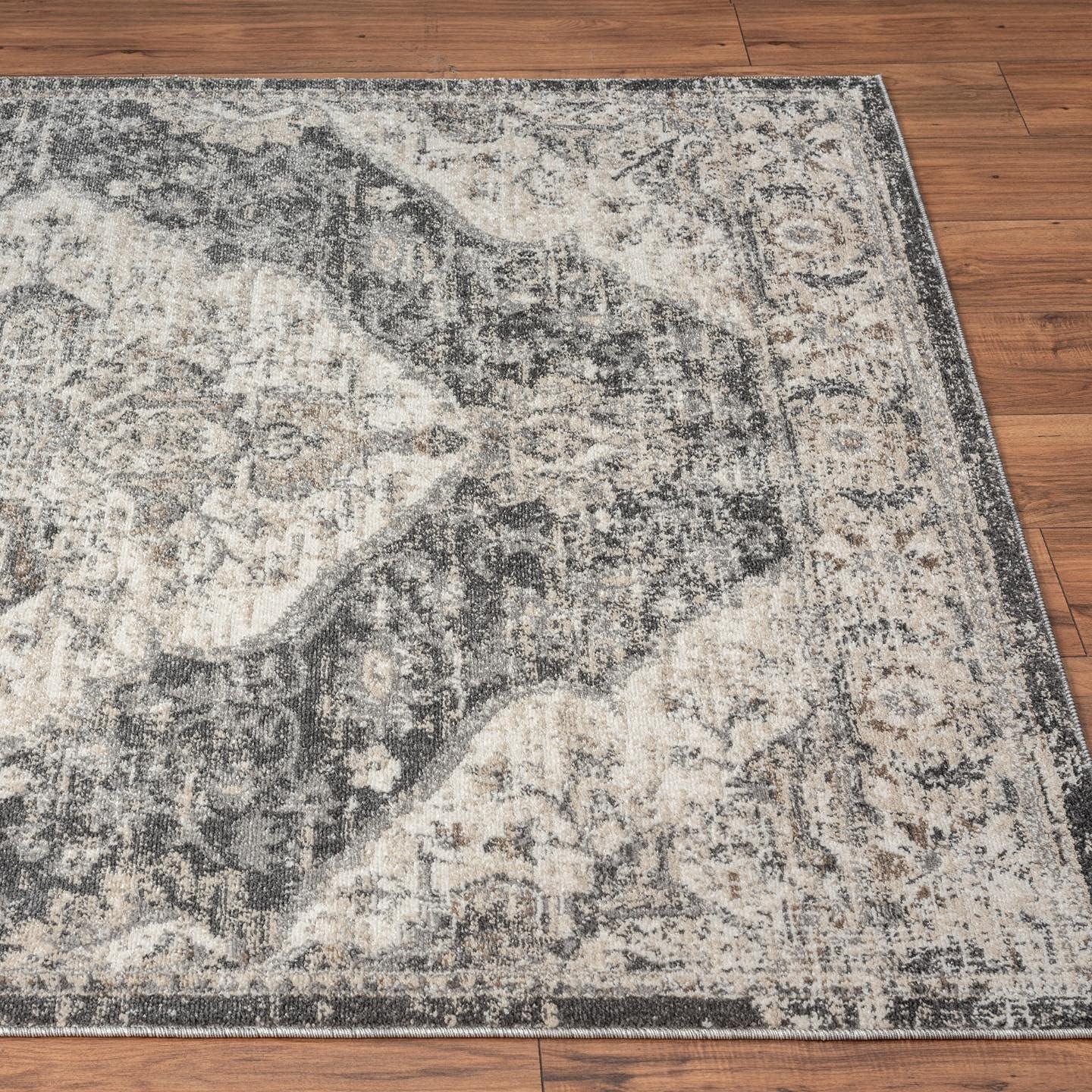 Gray 9' x 12' Synthetic Oriental Area Rug