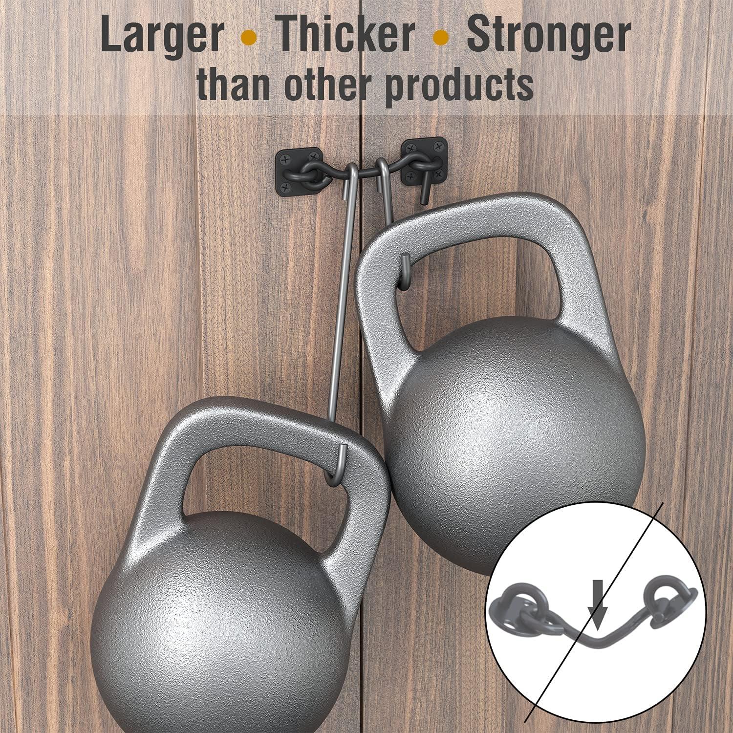 Barn Door Latch & Lock - Heavy Duty Wrought Iron Hook and Eye Latch - Black