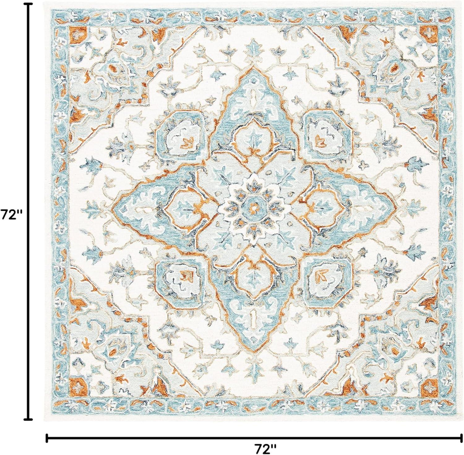 Heritage HG922 Hand Tufted Area Rug - Ivory/Blue - 6'x6' - Safavieh.