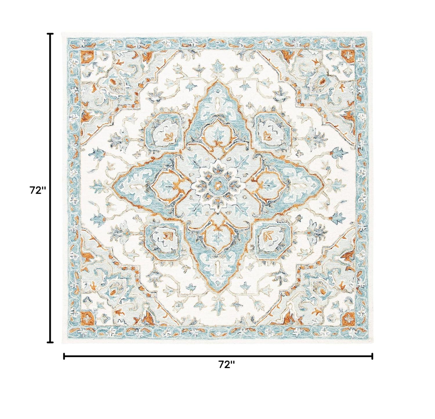 Heritage HG922 Hand Tufted Area Rug - Ivory/Blue - 6'x6' - Safavieh.