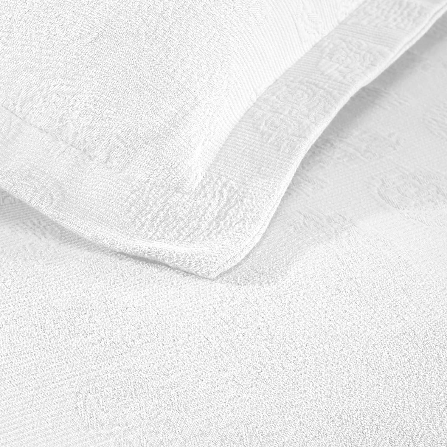 Superior Paisley Cotton Decorative Bedspread and Sham Set, King, White