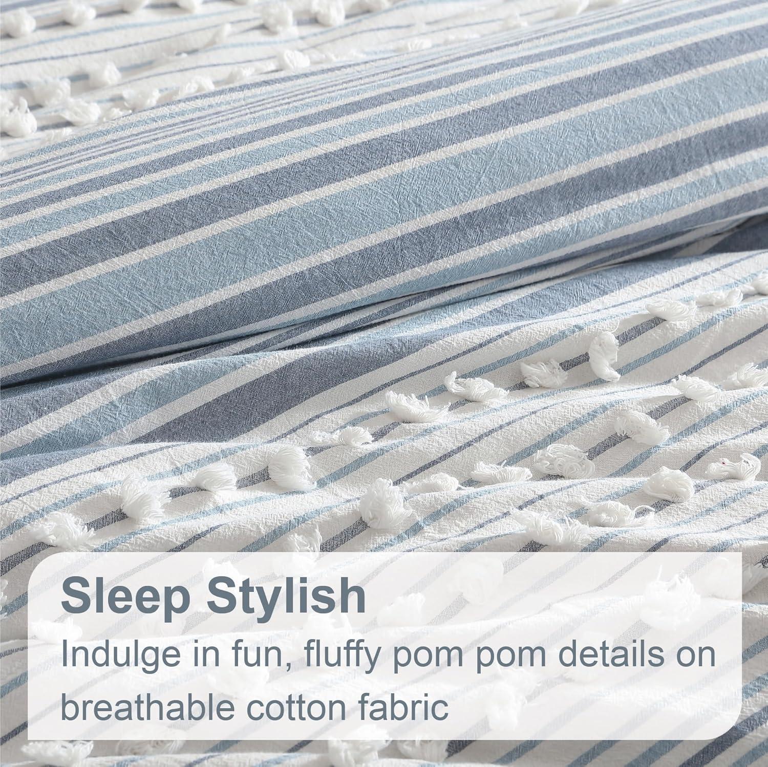 Rukai 100% Cotton Diamond Clip Jacquard 3D Fringe Texture 5-Piece Comforter Set